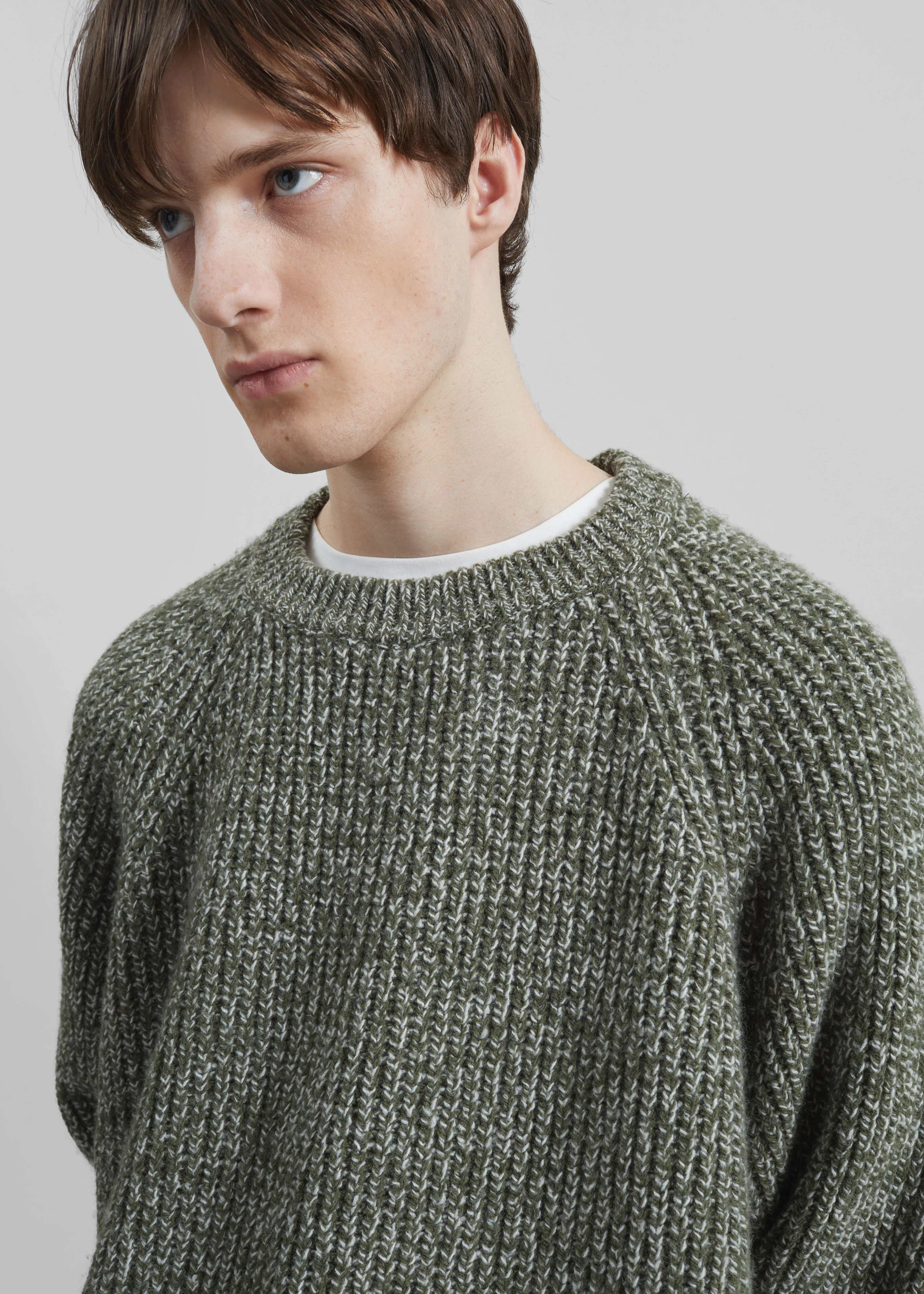 Carter Crew Neck Sweater - Olive/White - Image 3