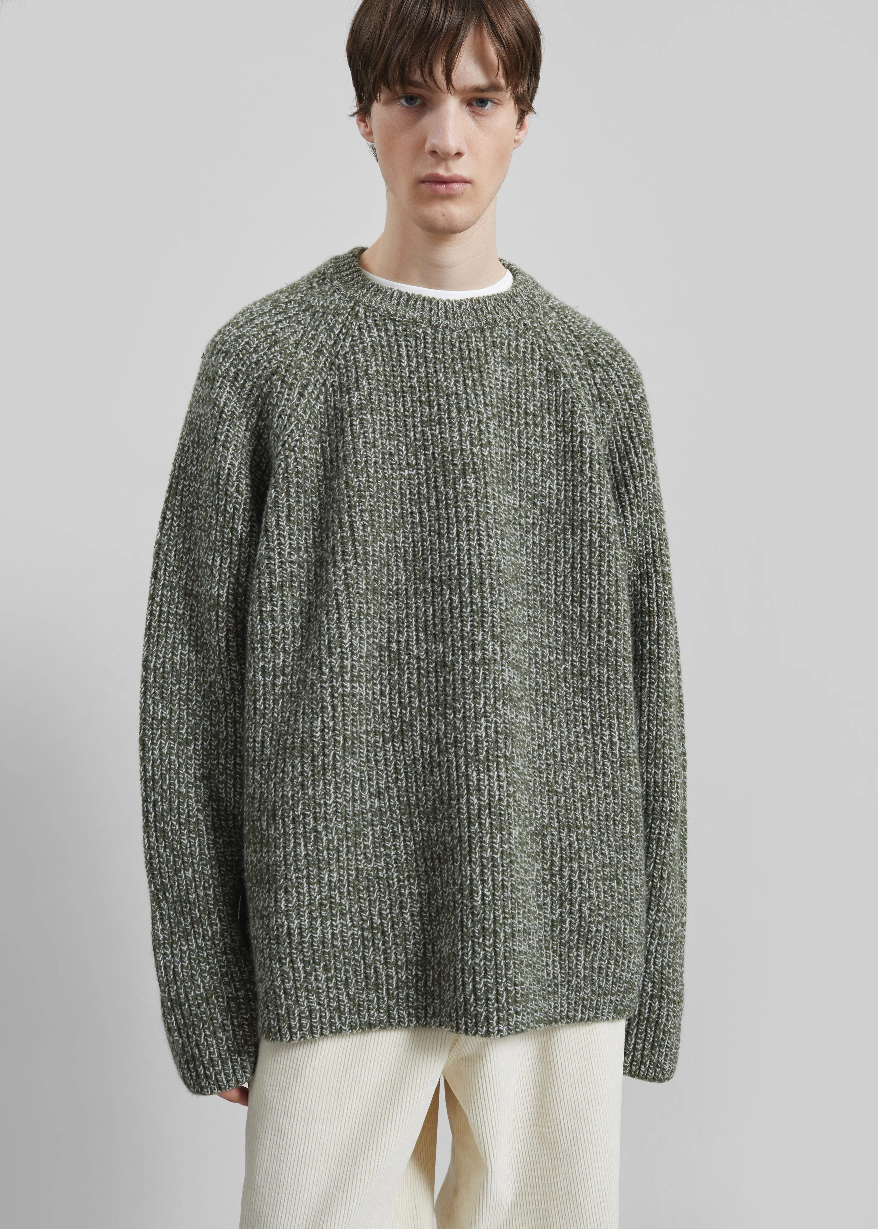 Carter Crew Neck Sweater - Olive/White - Image 5