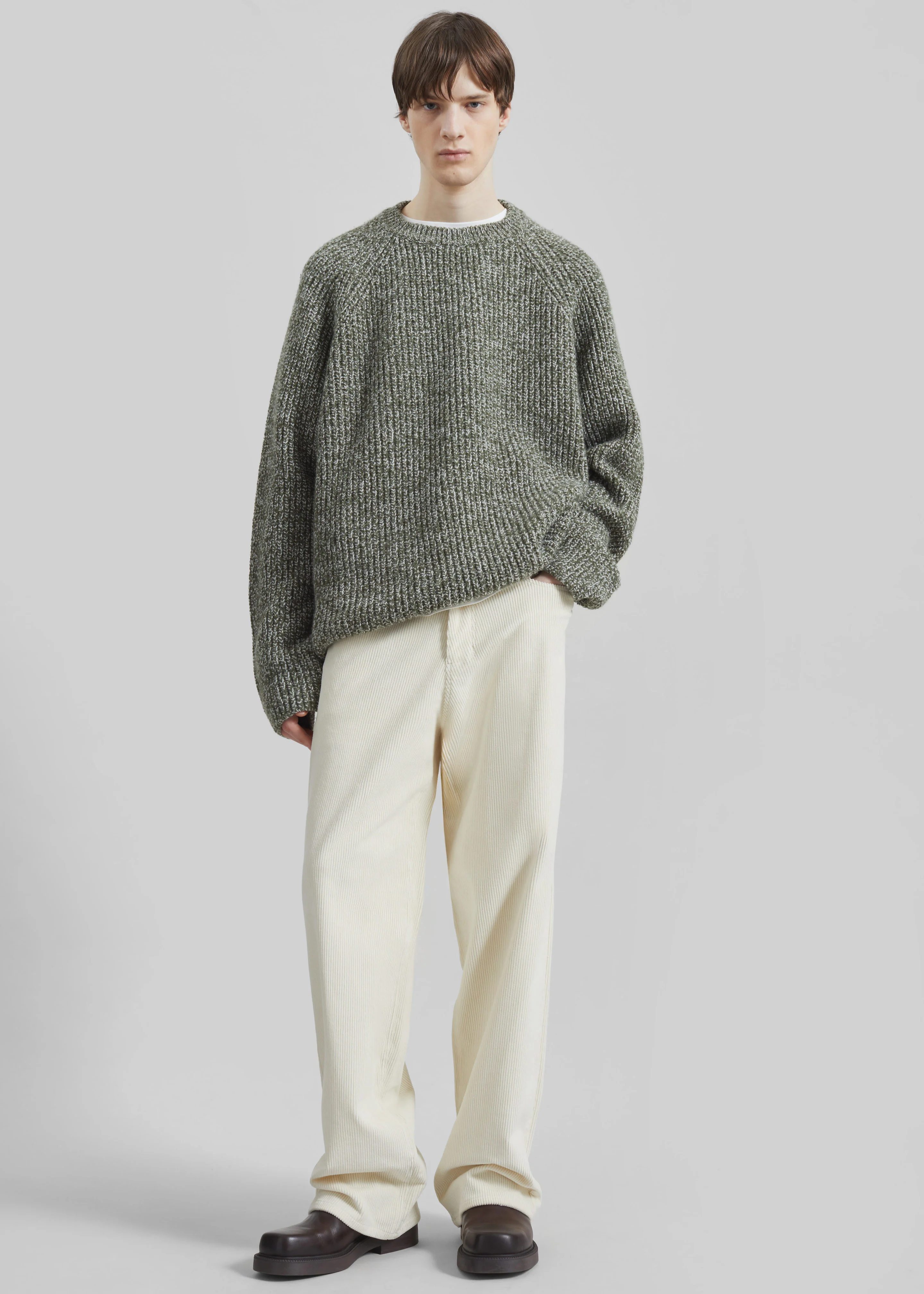 Carter Crew Neck Sweater - Olive/White - Image 6