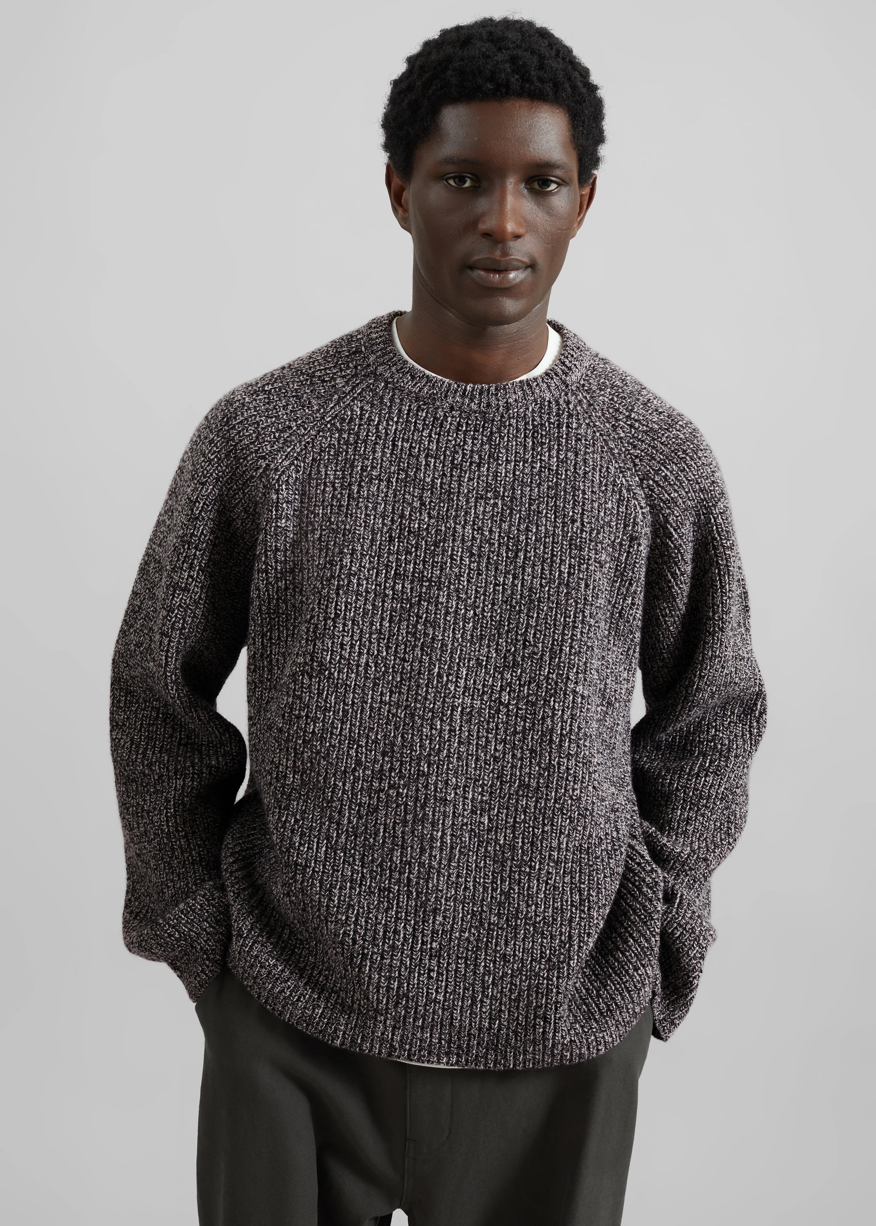 Carter Crewneck Sweater - Black Melange - Image 6