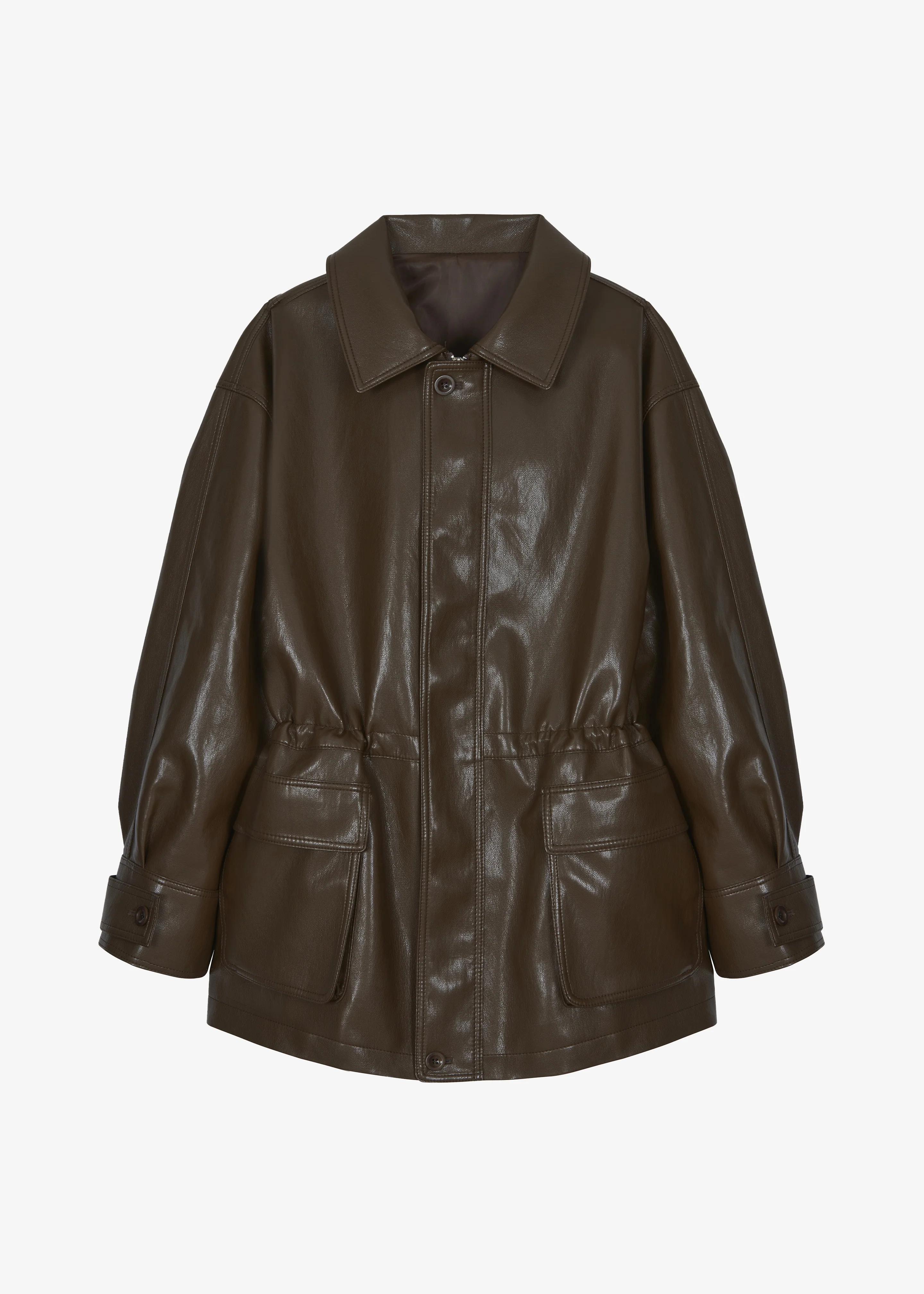 Cassel Faux Leather Jacket - Brown - Image 11
