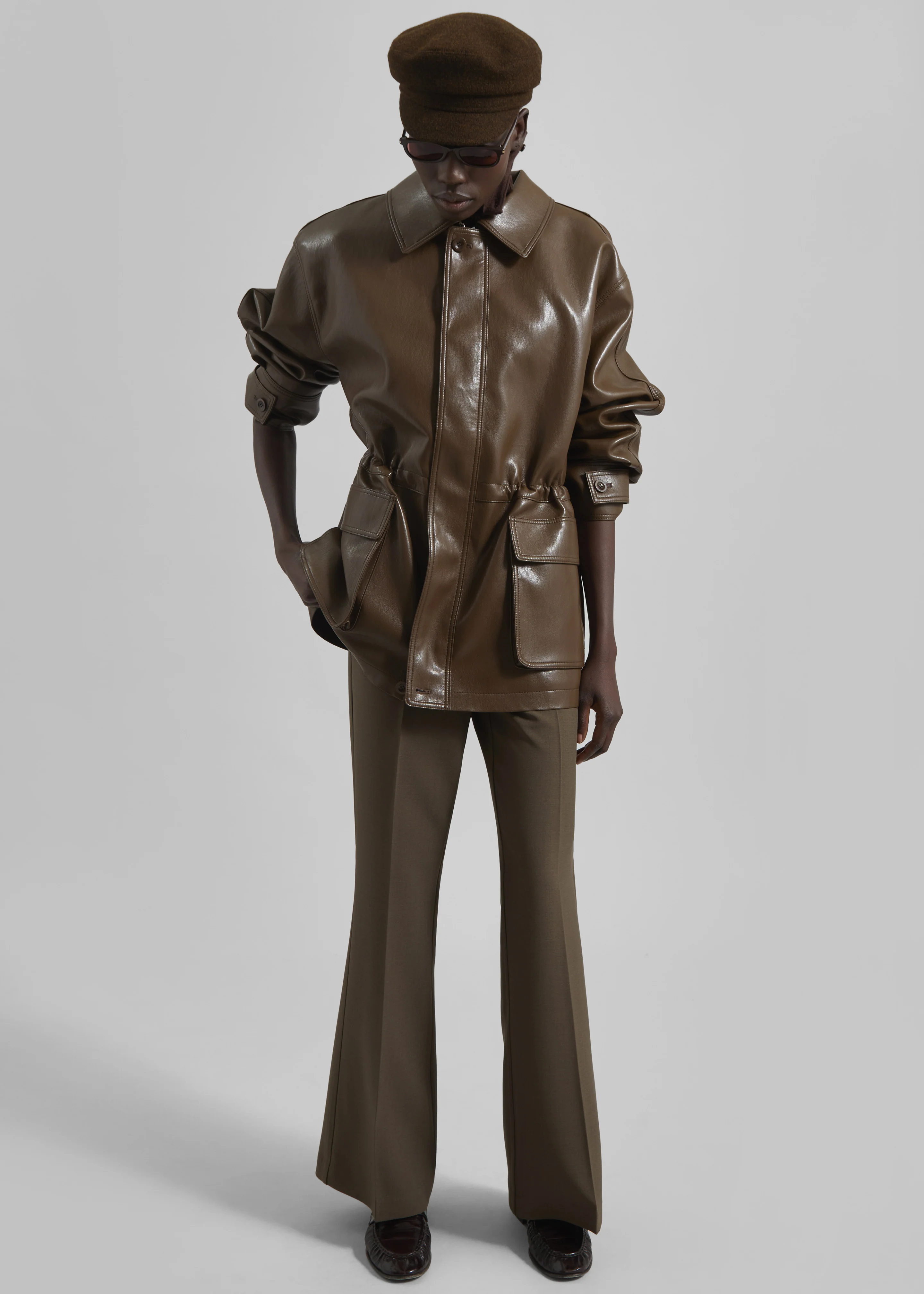 Cassel Faux Leather Jacket - Brown - Image 2