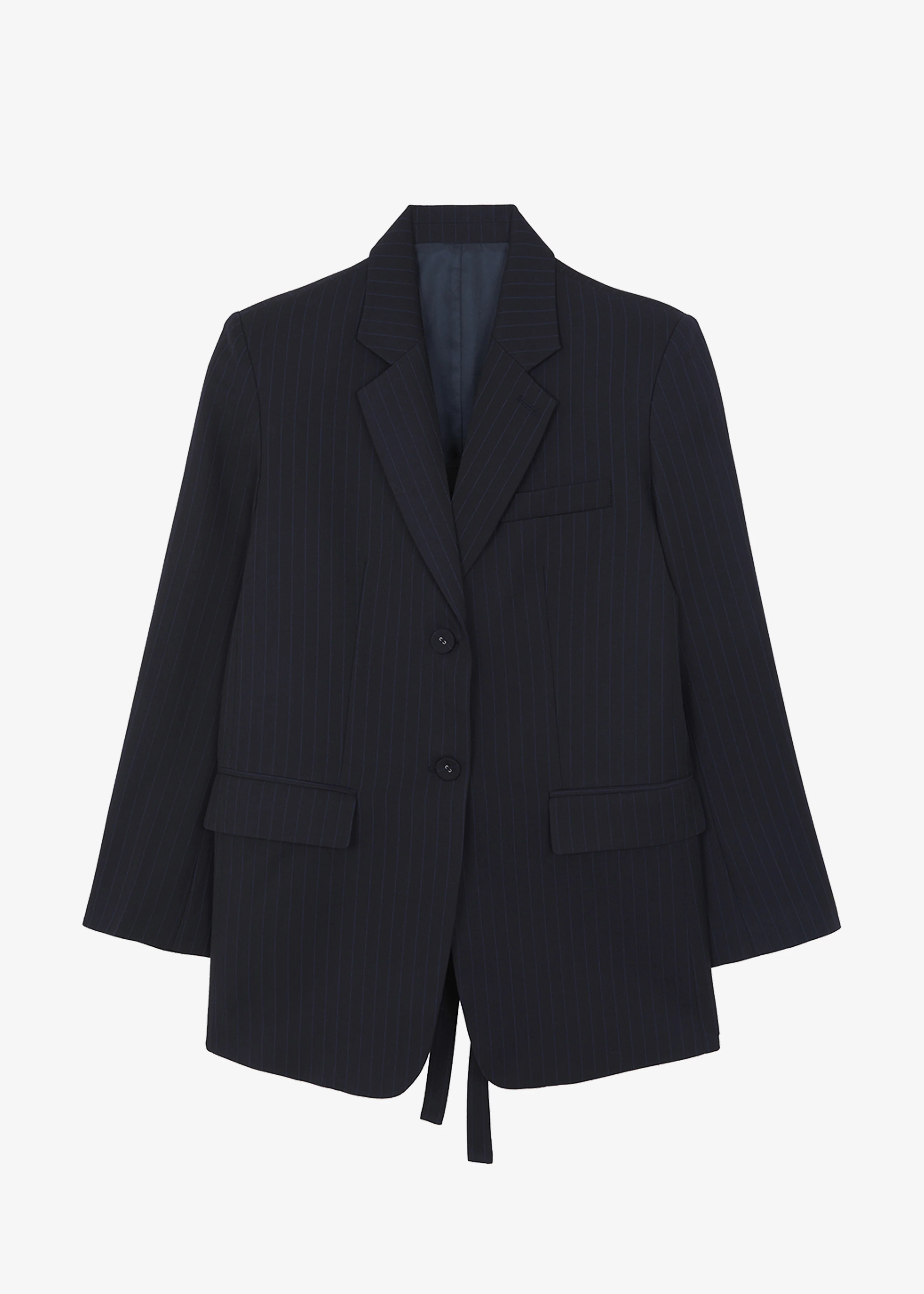 Cedric Open Back Blazer - Navy Stripe - Image 9