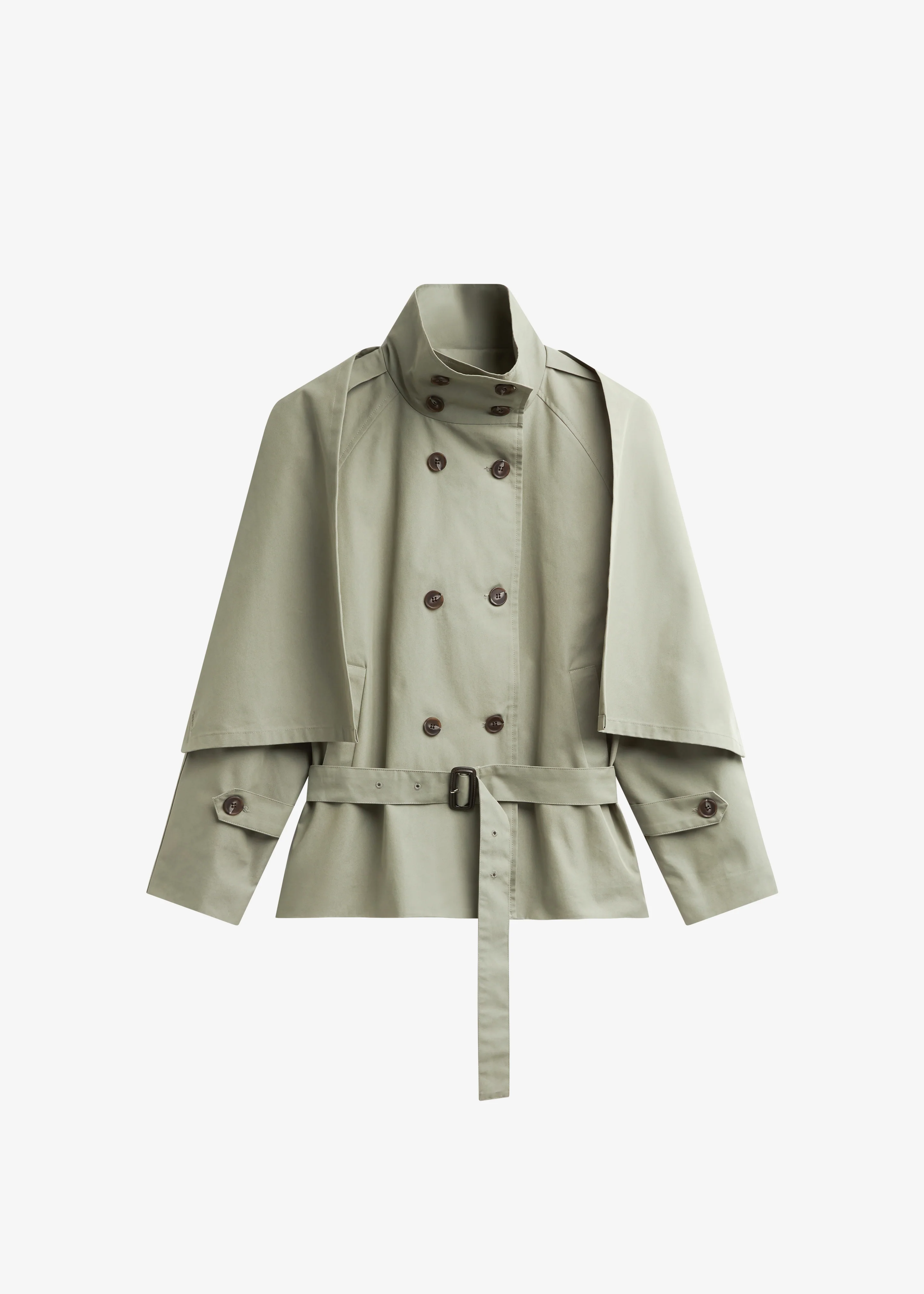 Charonne Scarf Short Trench - Sage - Image 10