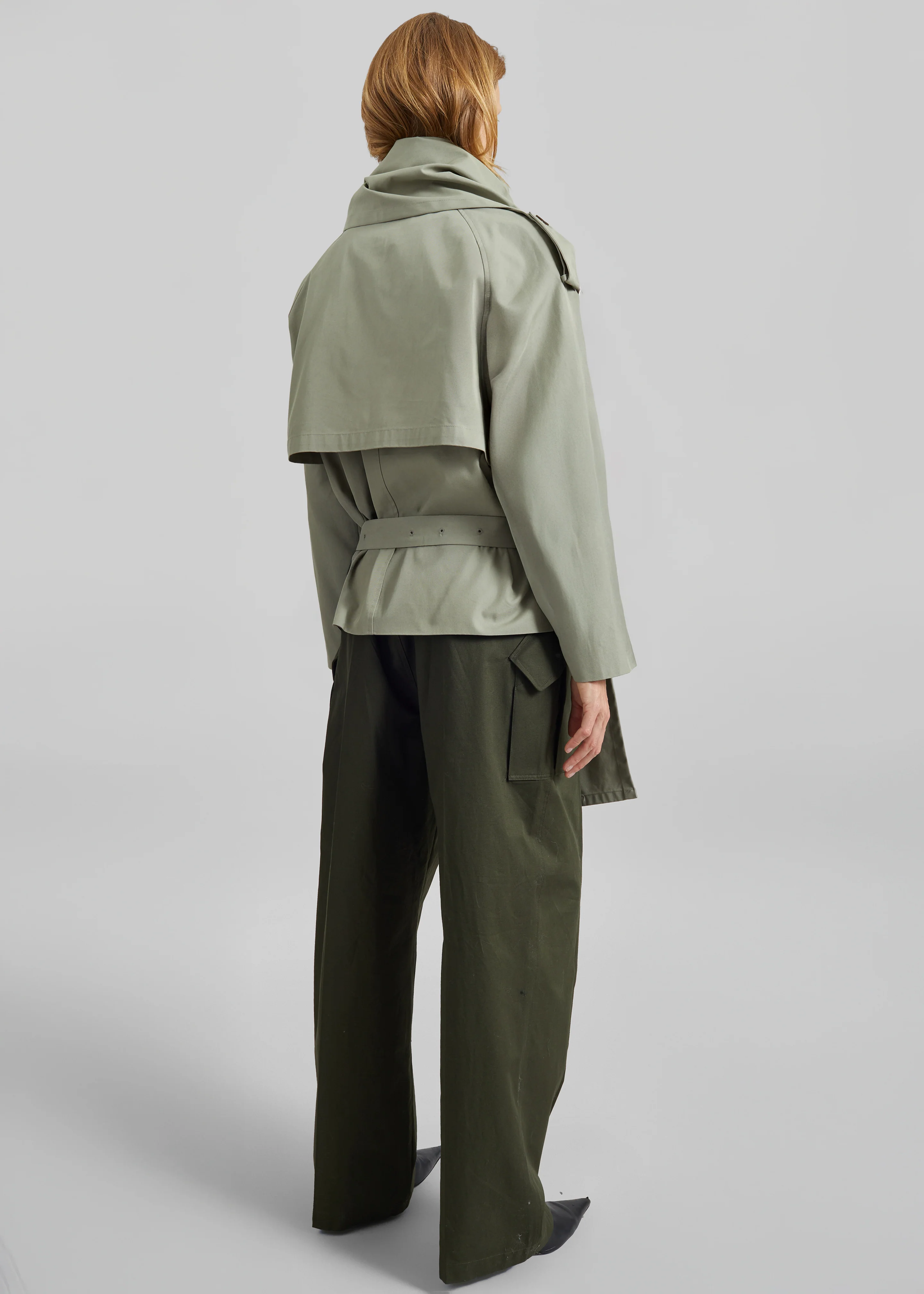 Charonne Scarf Short Trench - Sage - Image 9