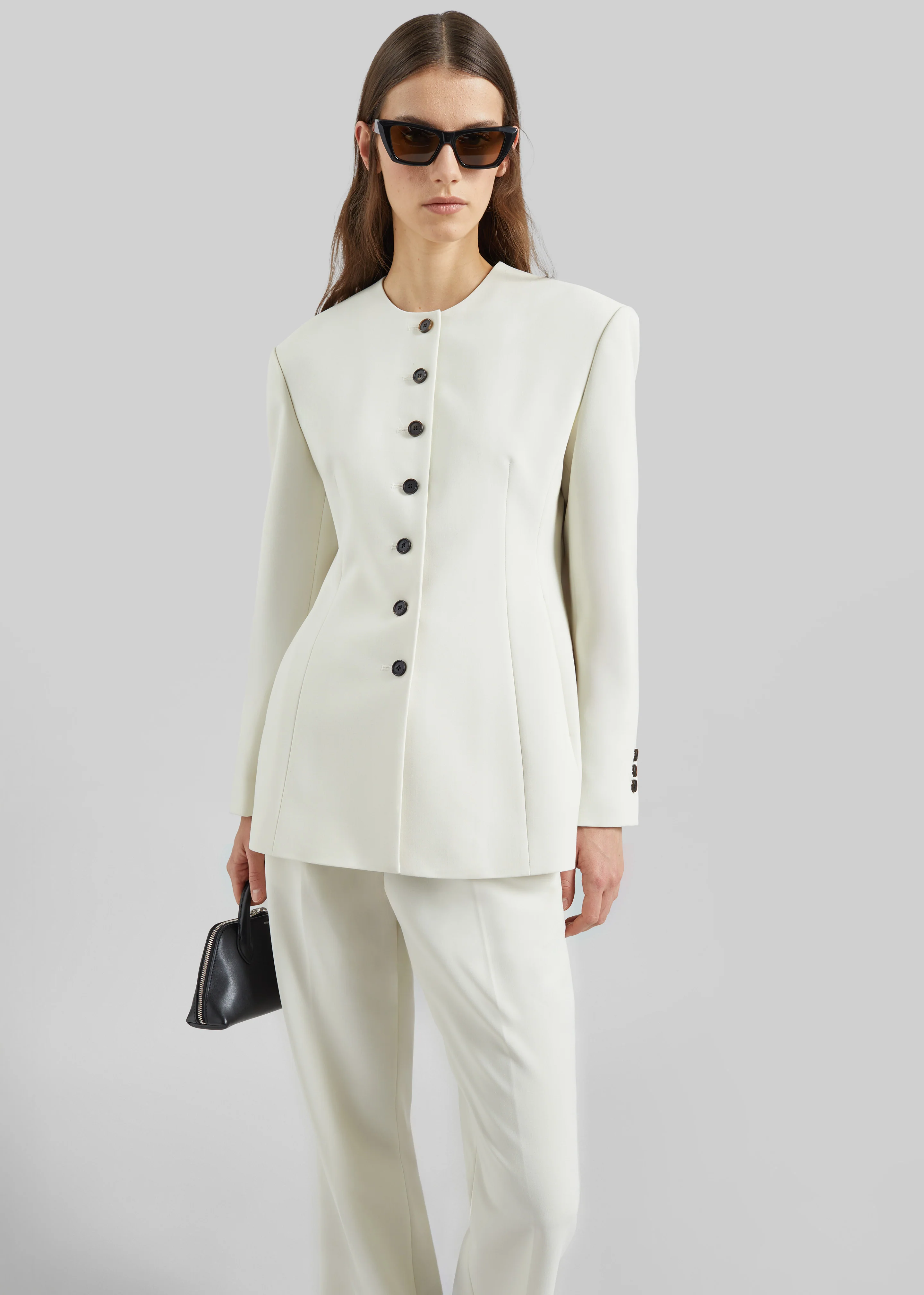 Chesnay Collarless Blazer - Cream - Image 4