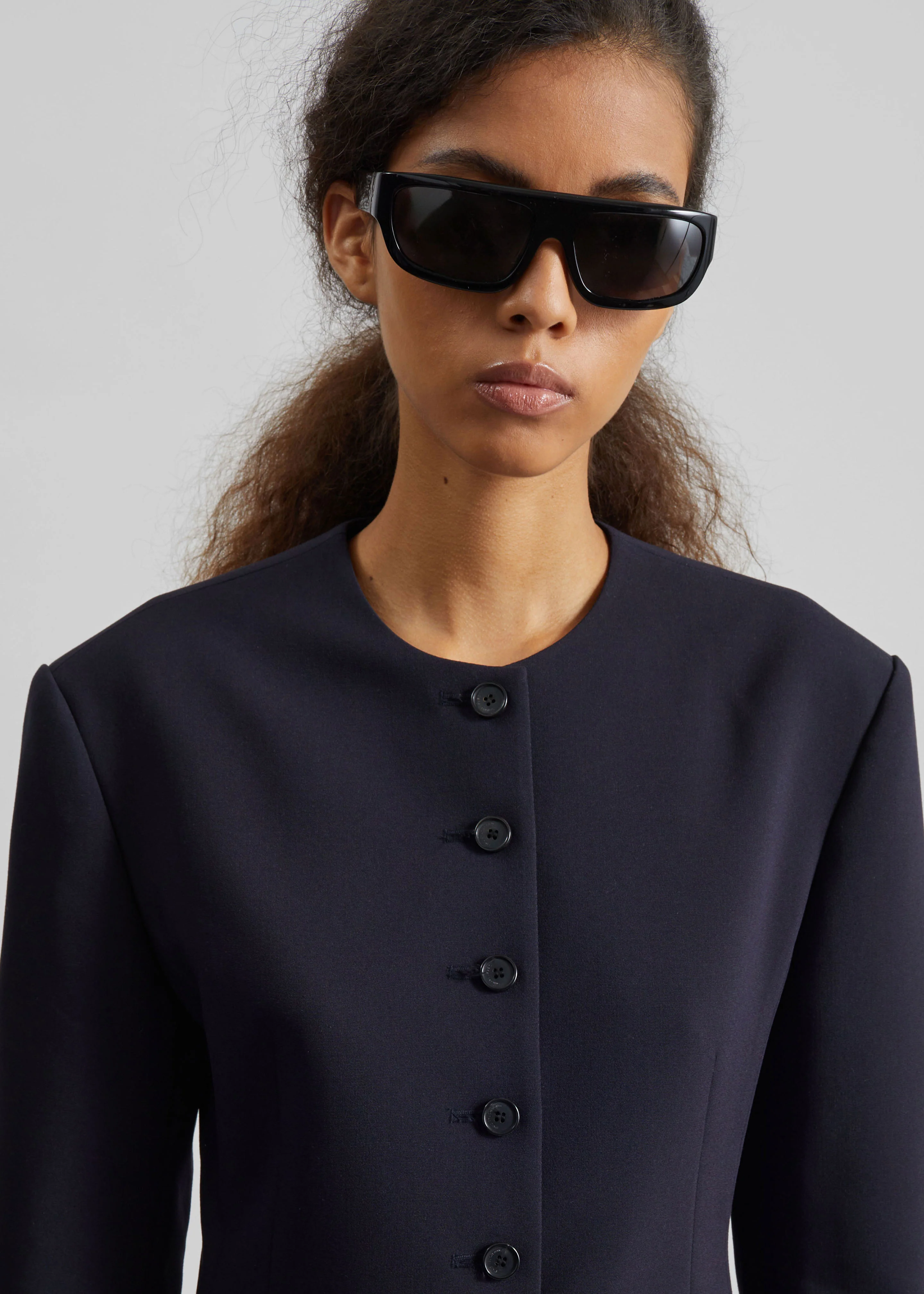 Chesnay Collarless Blazer - Navy - Image 3