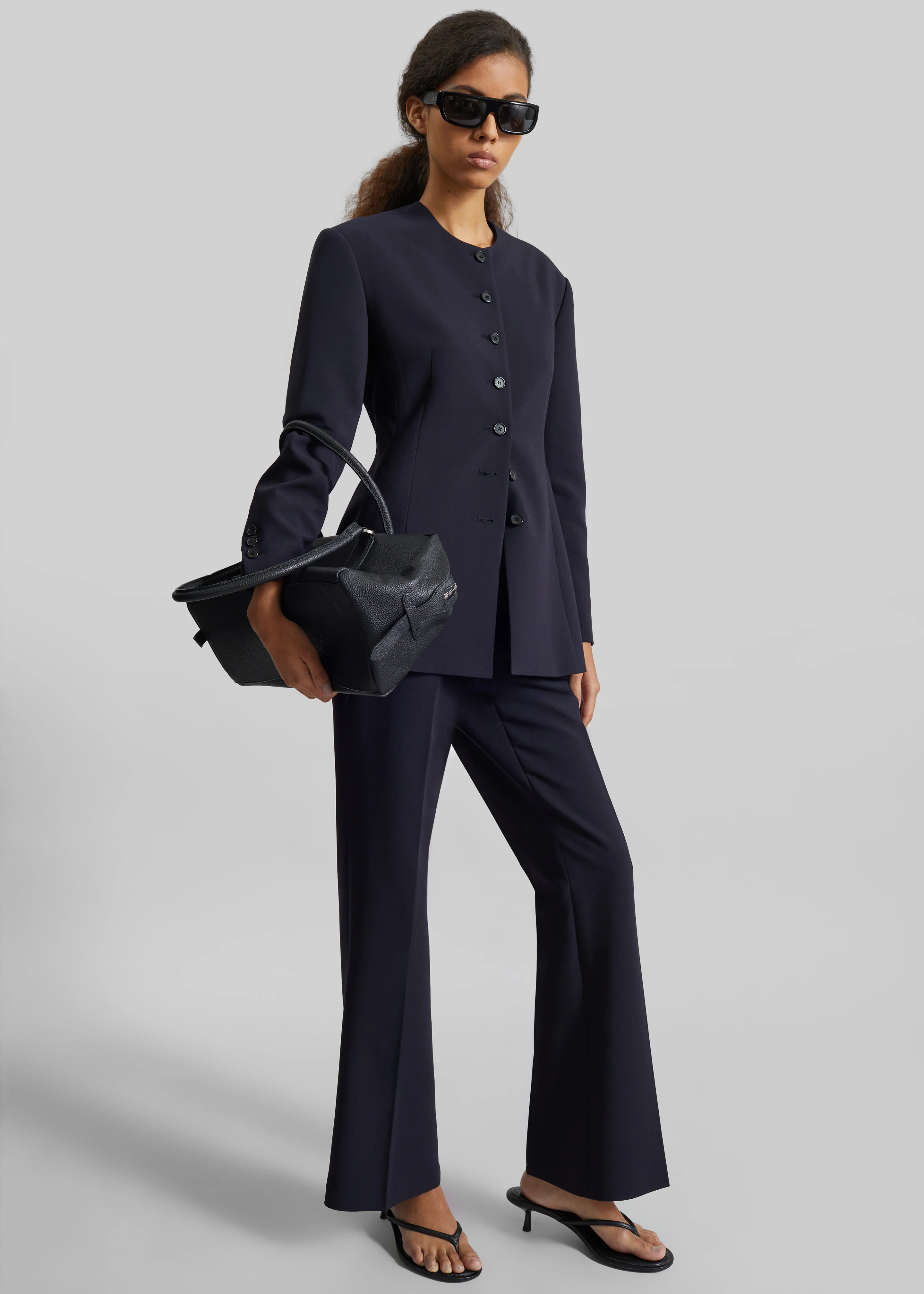 Chesnay Collarless Blazer - Navy - Image 4