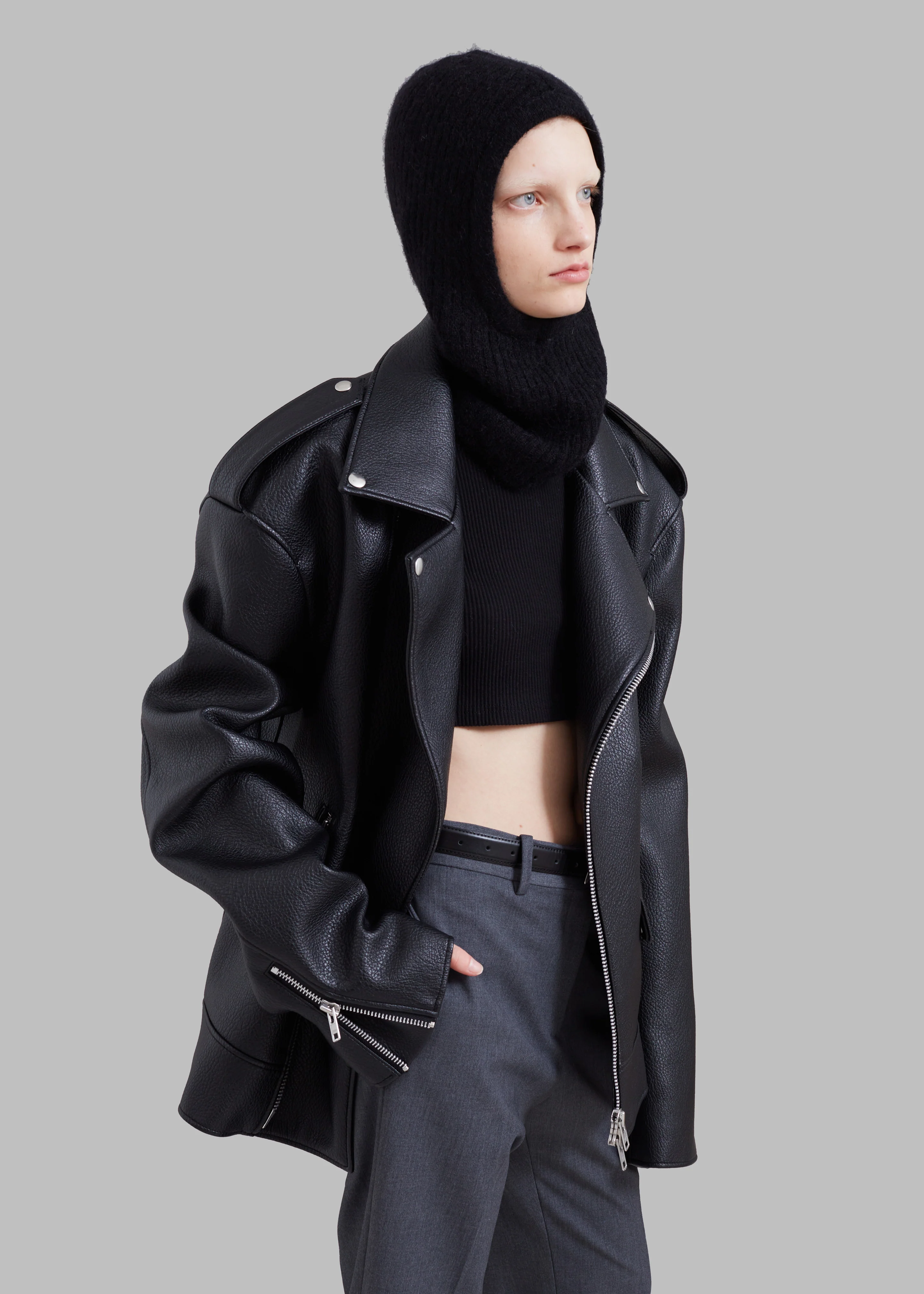 Chicago Oversized Biker Jacket - Black - Image 8