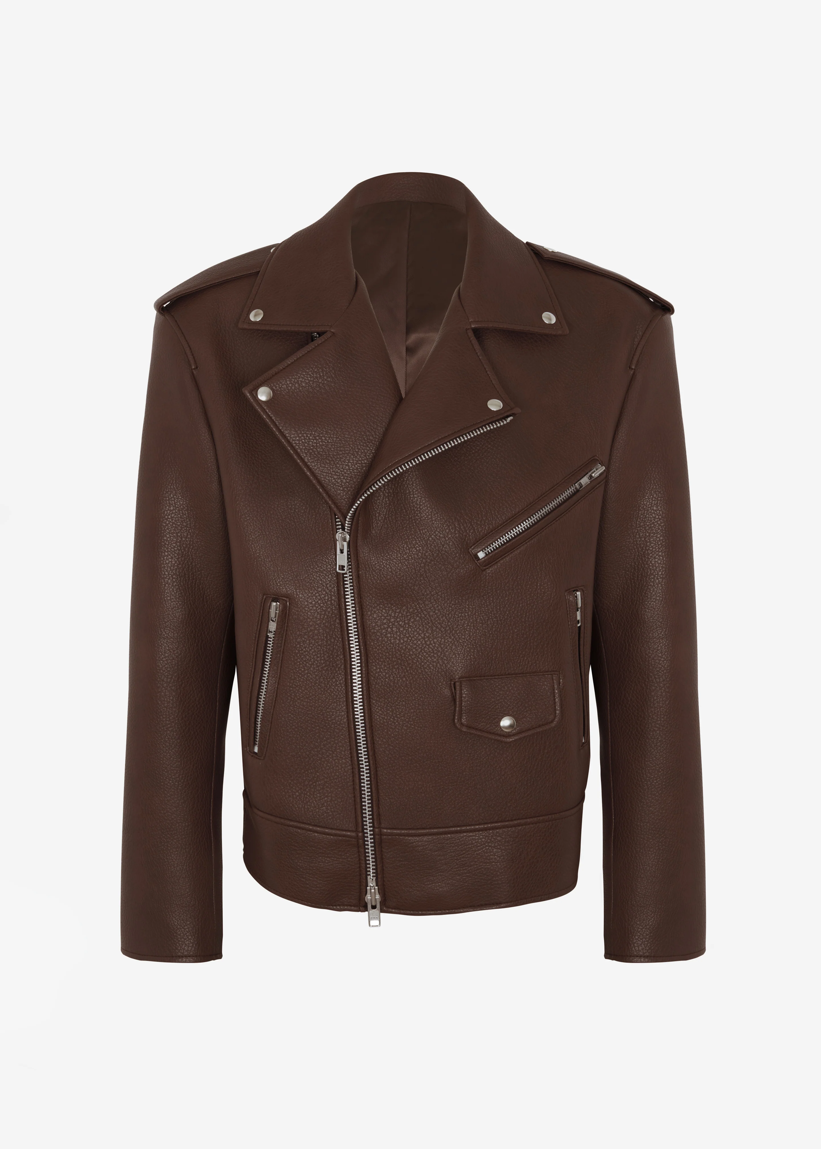 Chicago Oversized Biker Jacket - Brown - Image 12