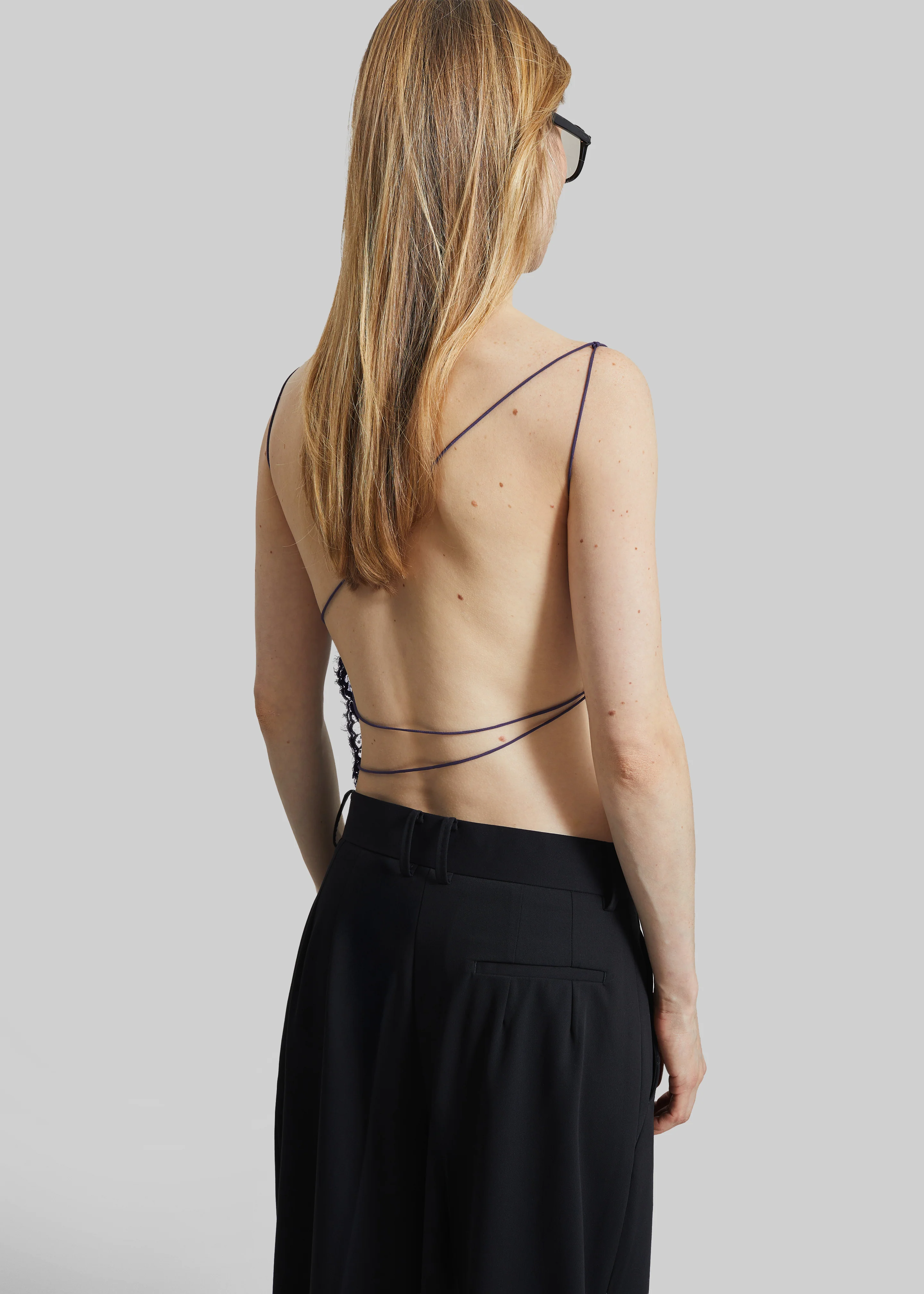 Christopher Esber Iris Floating Lace Cami - Dark Viola - Image 6