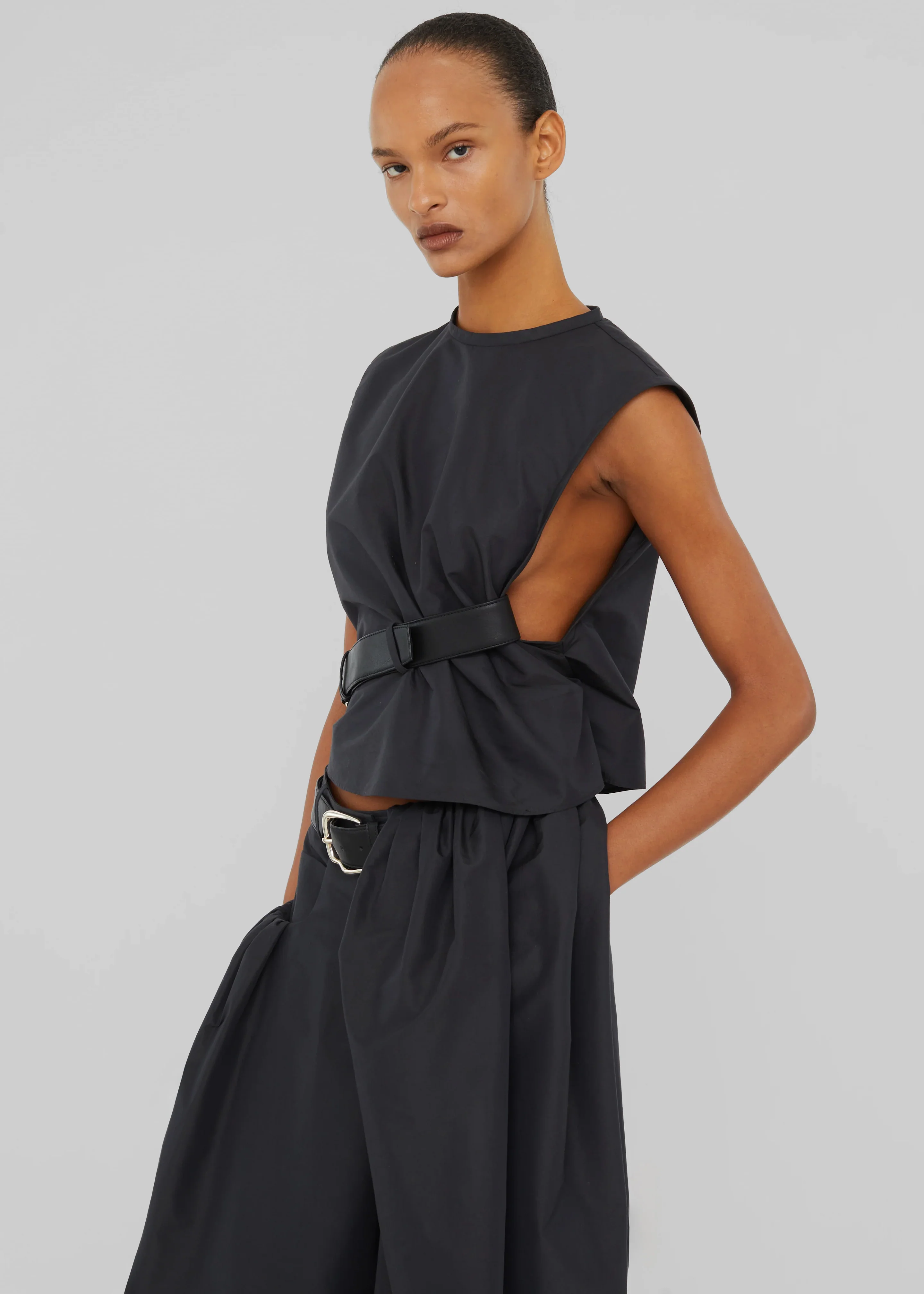 Christopher Esber Locus Belted Taffeta Tank - Carbon - Image 3