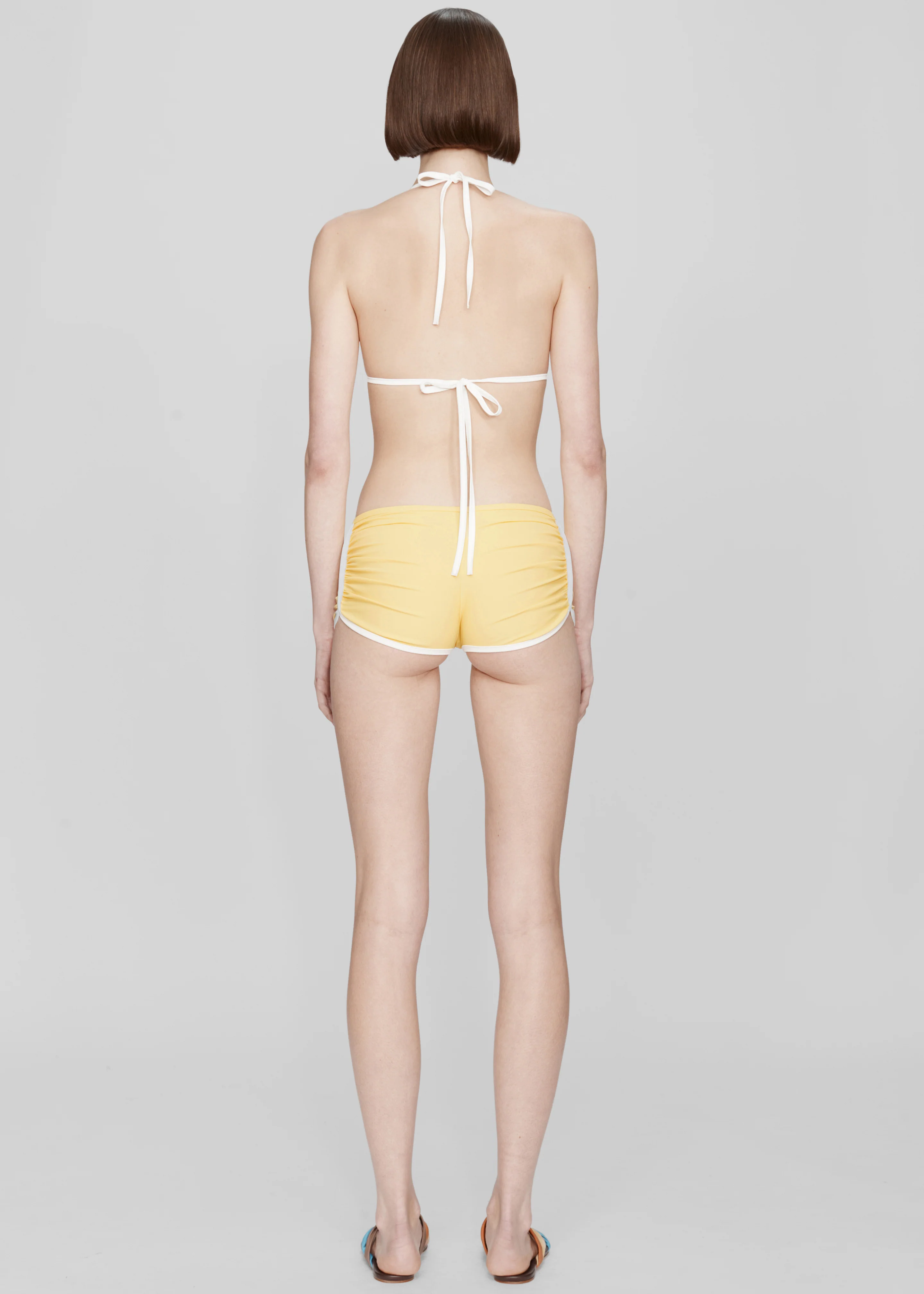 Christopher Esber Oasis Ruched Swim Boyshort - Zest/White - Image 6