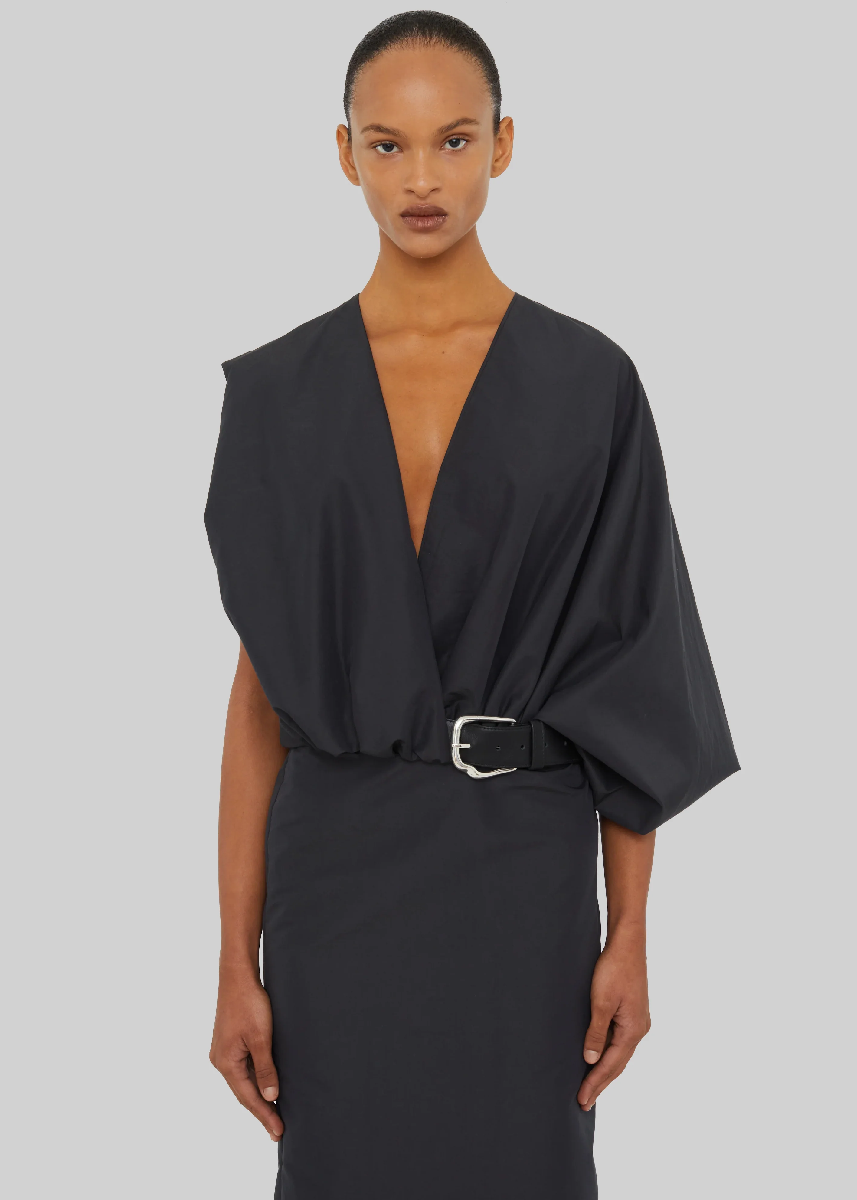 Christopher Esber Swaddled Belted Taffeta Dress - Carbon - Image 4
