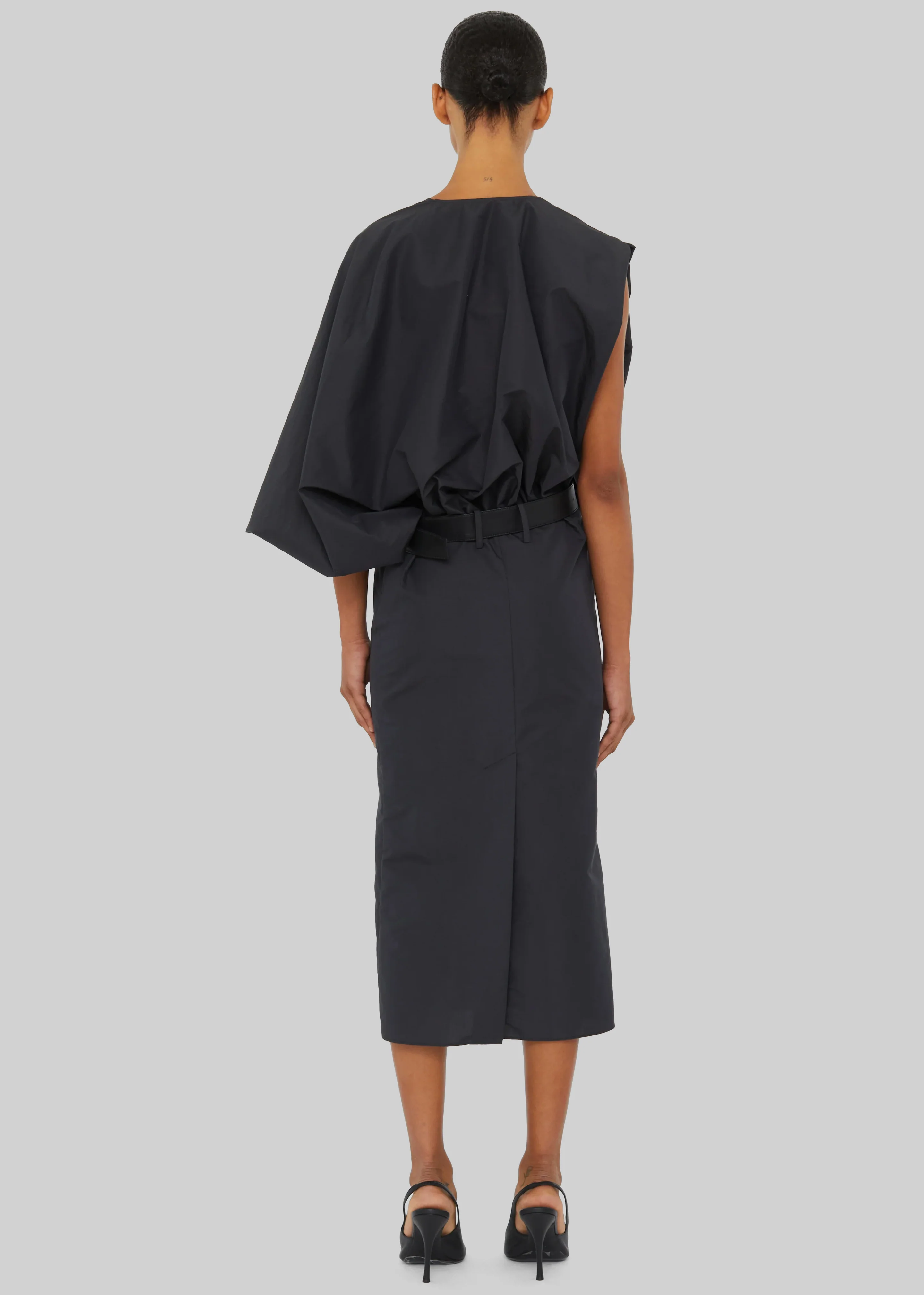 Christopher Esber Swaddled Belted Taffeta Dress - Carbon - Image 6