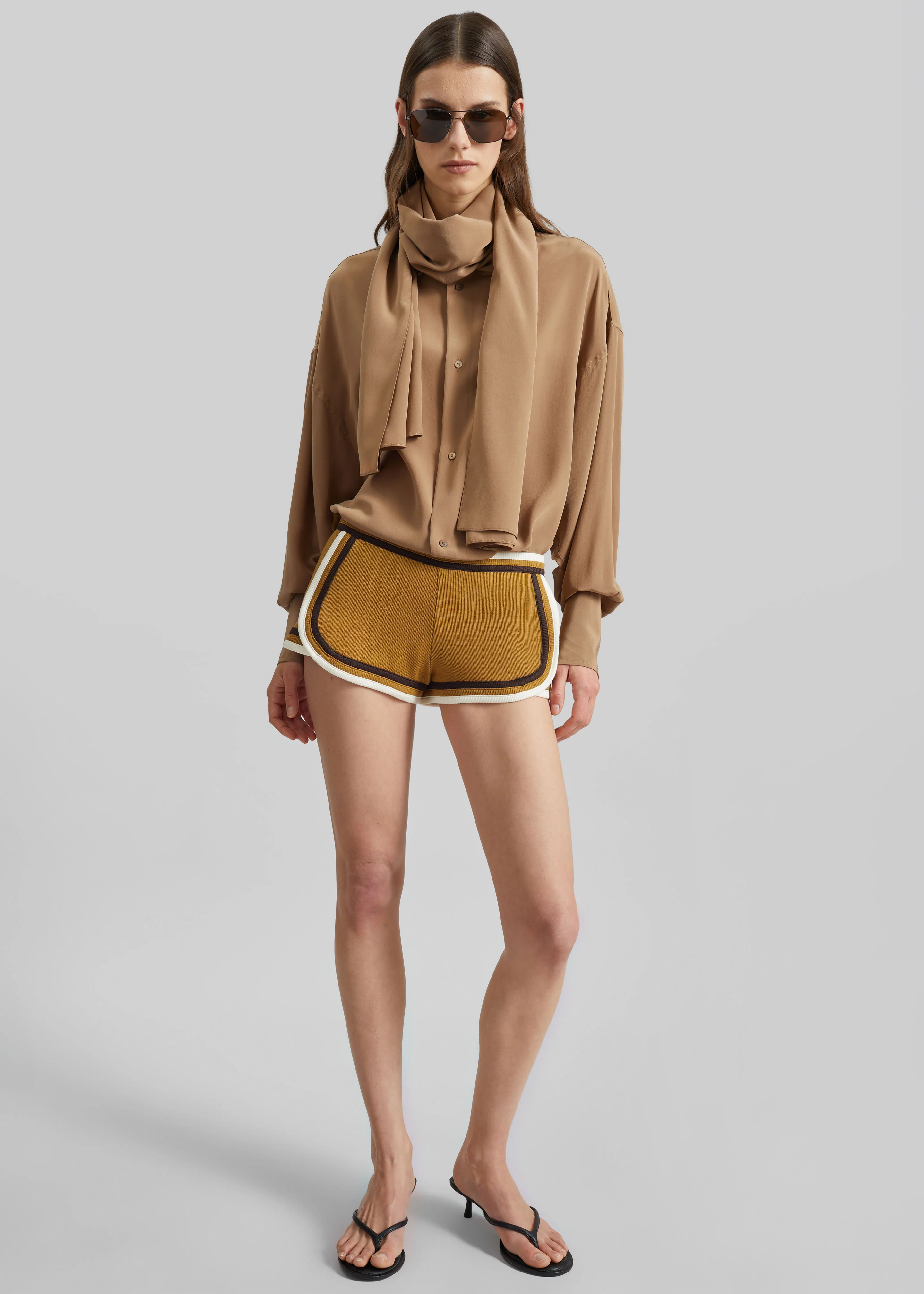 Christopher Esber Verner Multi Bind Rib Track Shorts - Deep Sand/Multi - Image 3