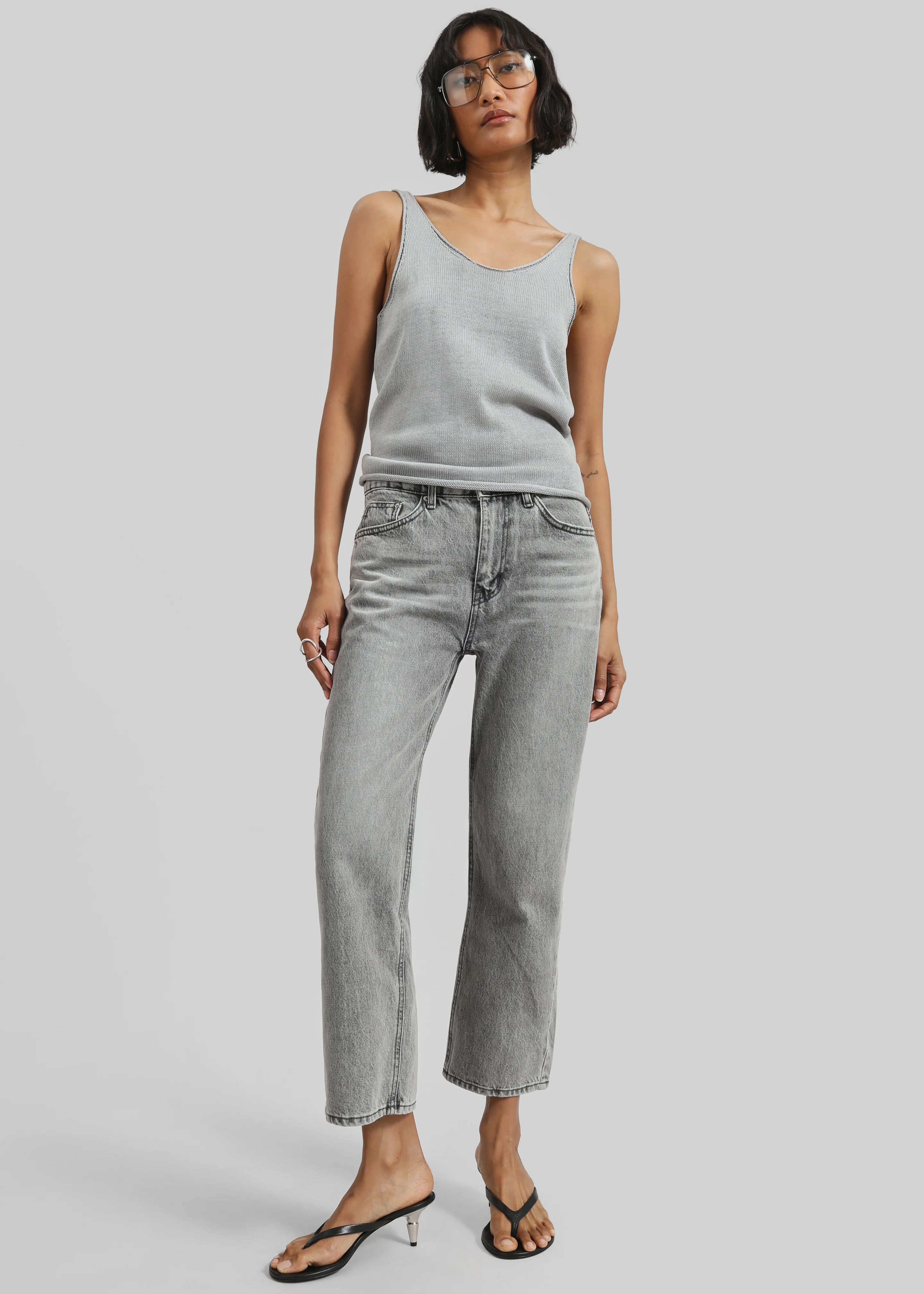 Cig Straight Jeans - Grey Wash - Image 5