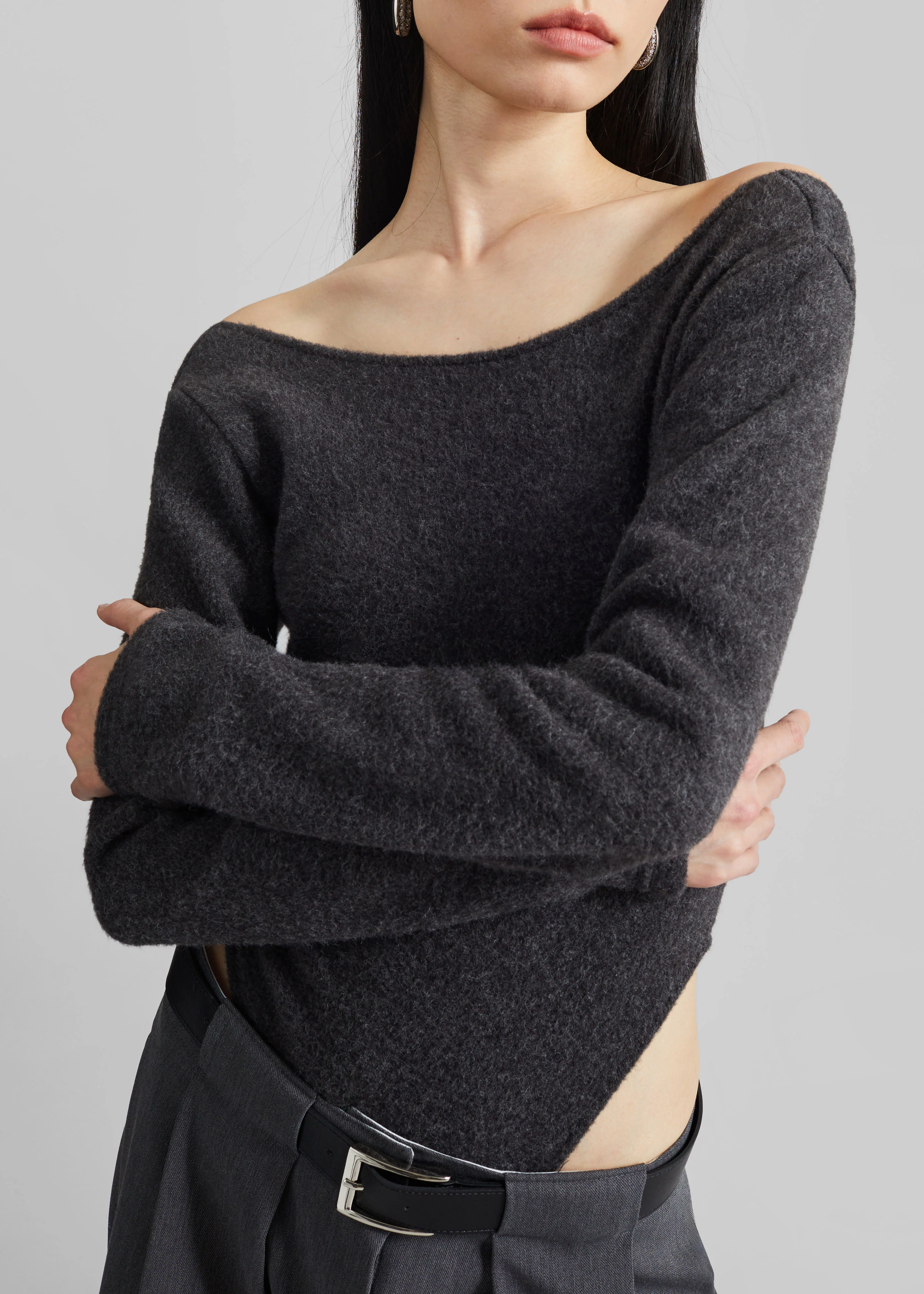 Civray Brushed Knit Bodysuit - Charcoal - Image 3
