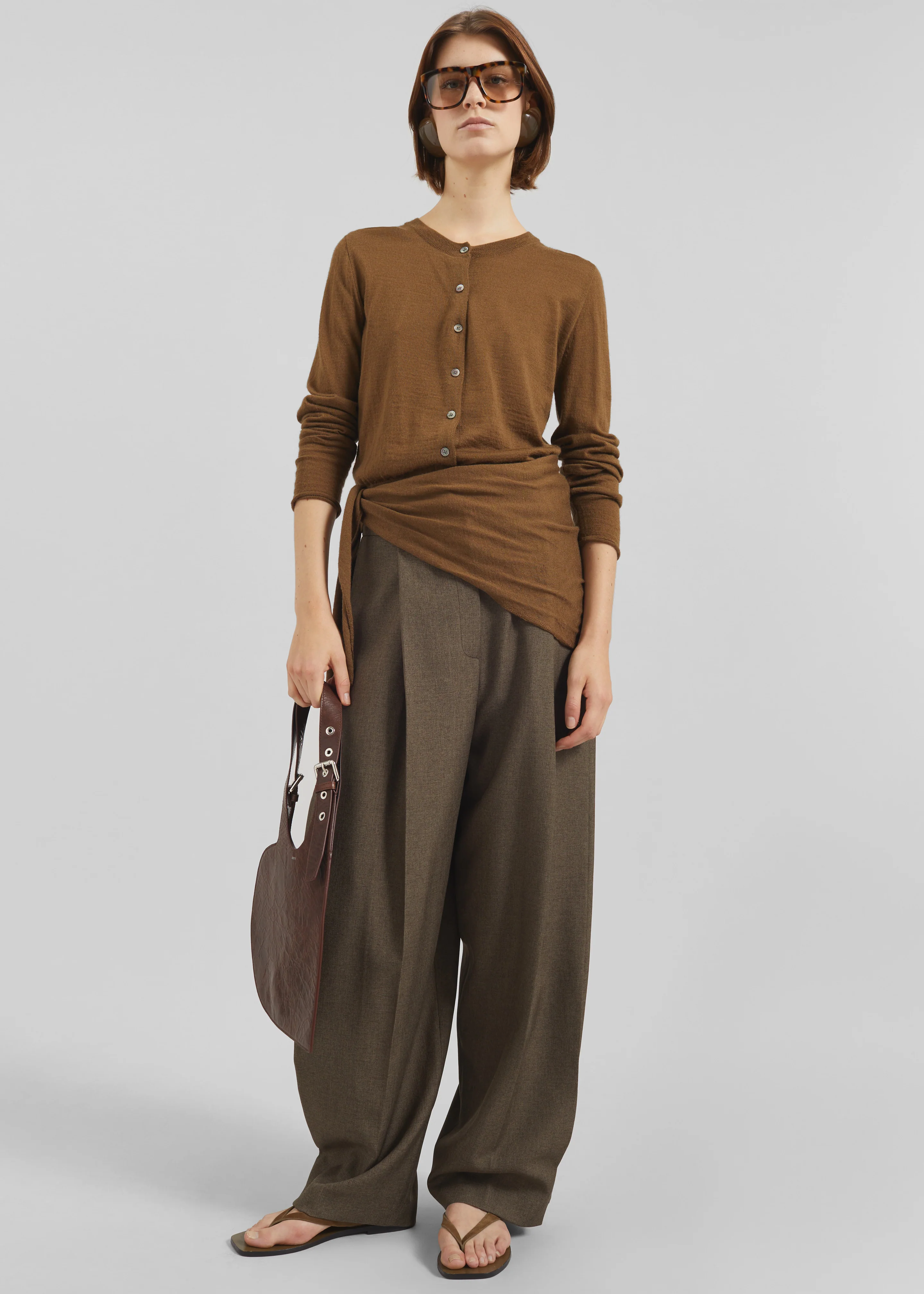 Clervaux Scarf Cardigan - Brown - Image 2