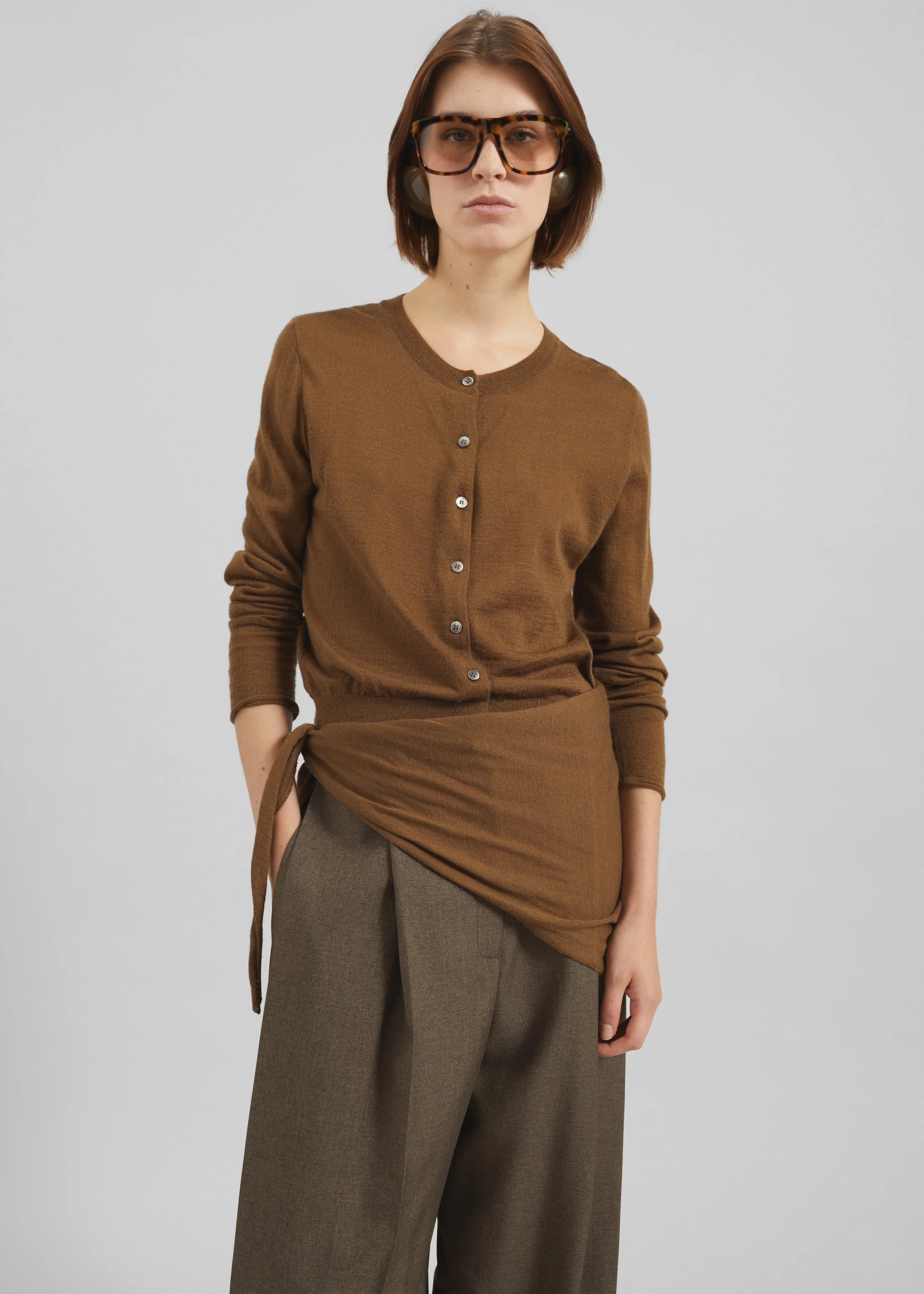 Clervaux Scarf Cardigan - Brown - Image 6