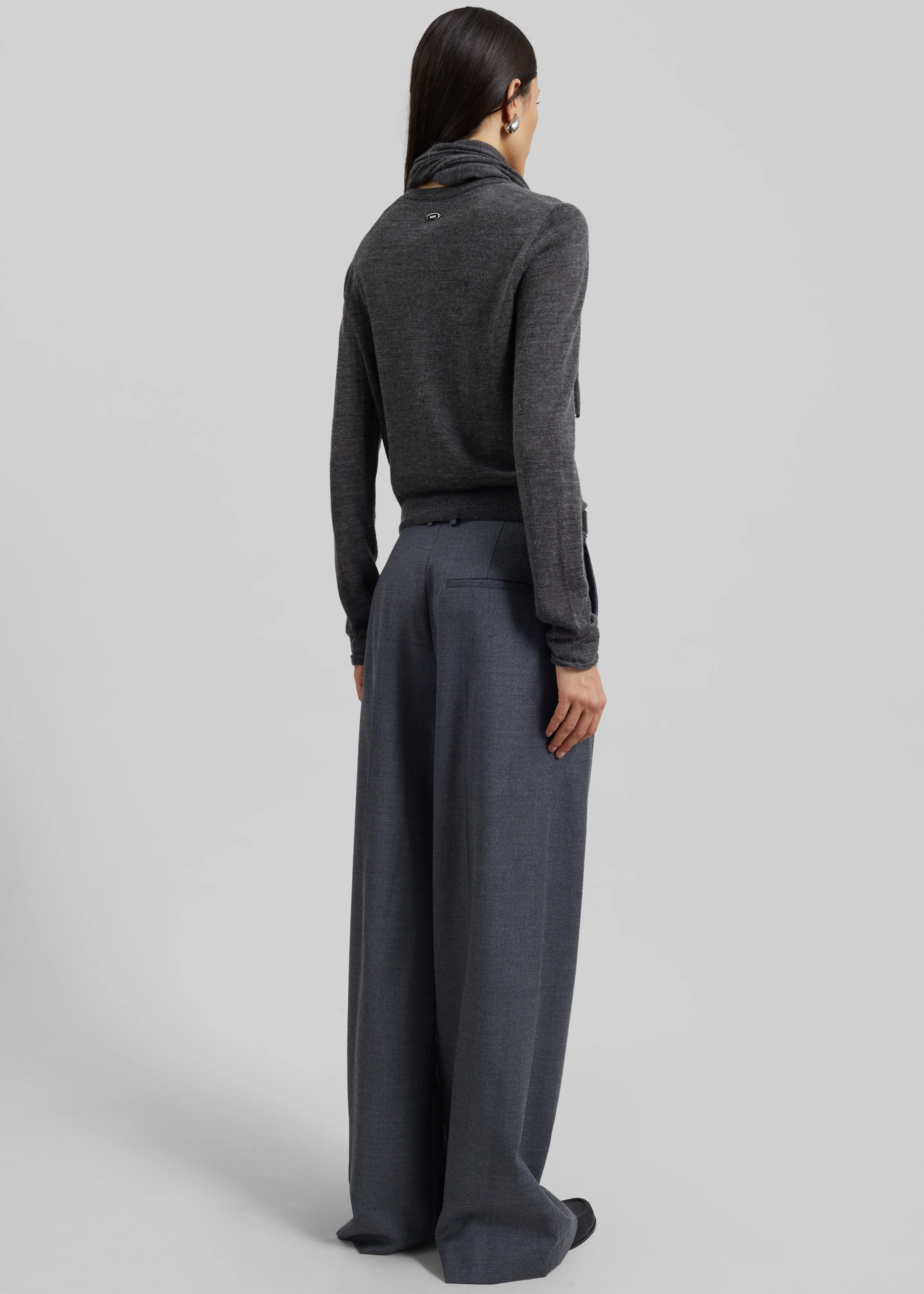 Clervaux Scarf Cardigan - Dark Grey Melange - Image 8