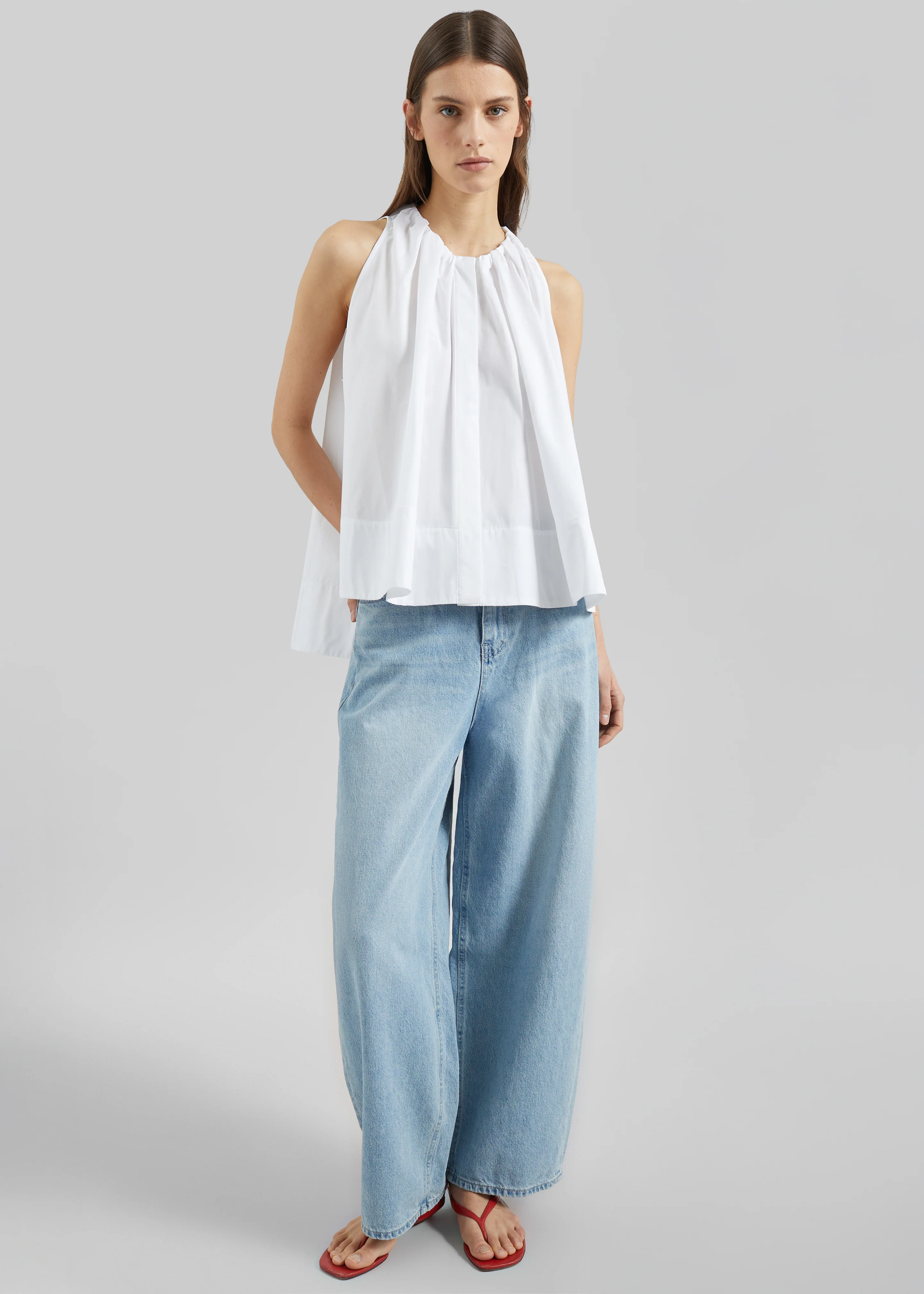 CO Gathered Tunic Shirt - White - Image 4