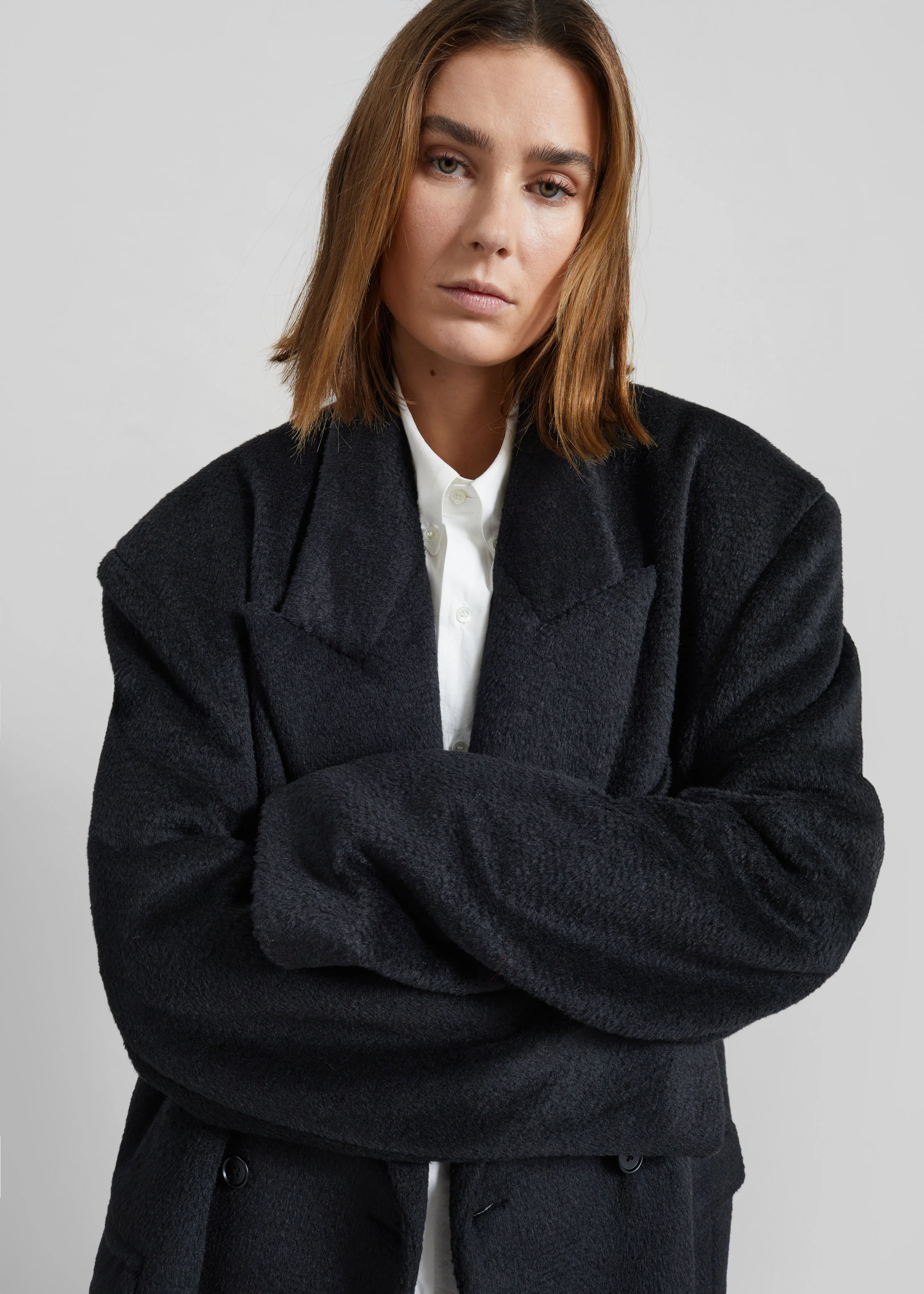 Coblence Textured Wool-Blend Coat - Black - Image 2