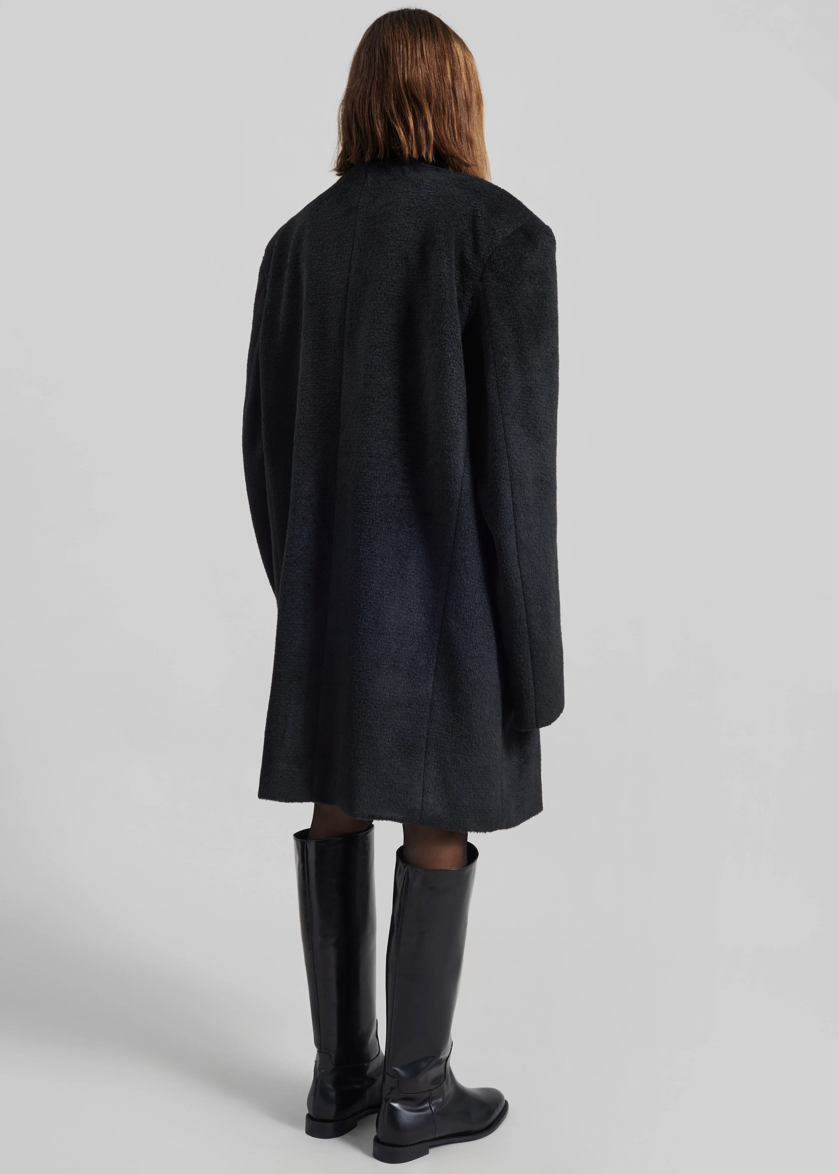 Coblence Textured Wool-Blend Coat - Black - Image 6