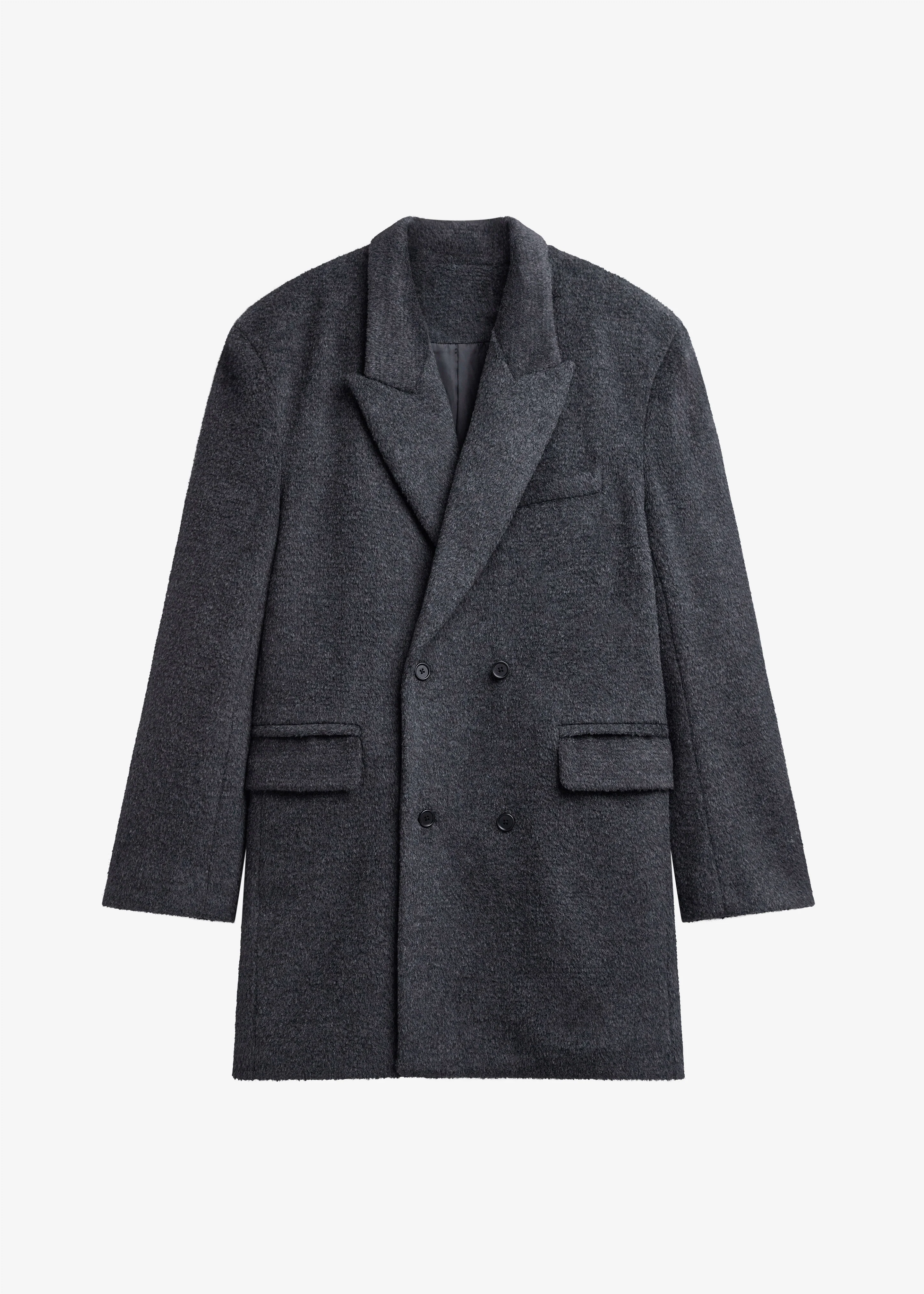 Coblence Textured Wool-Blend Coat - Dark Grey - Image 8