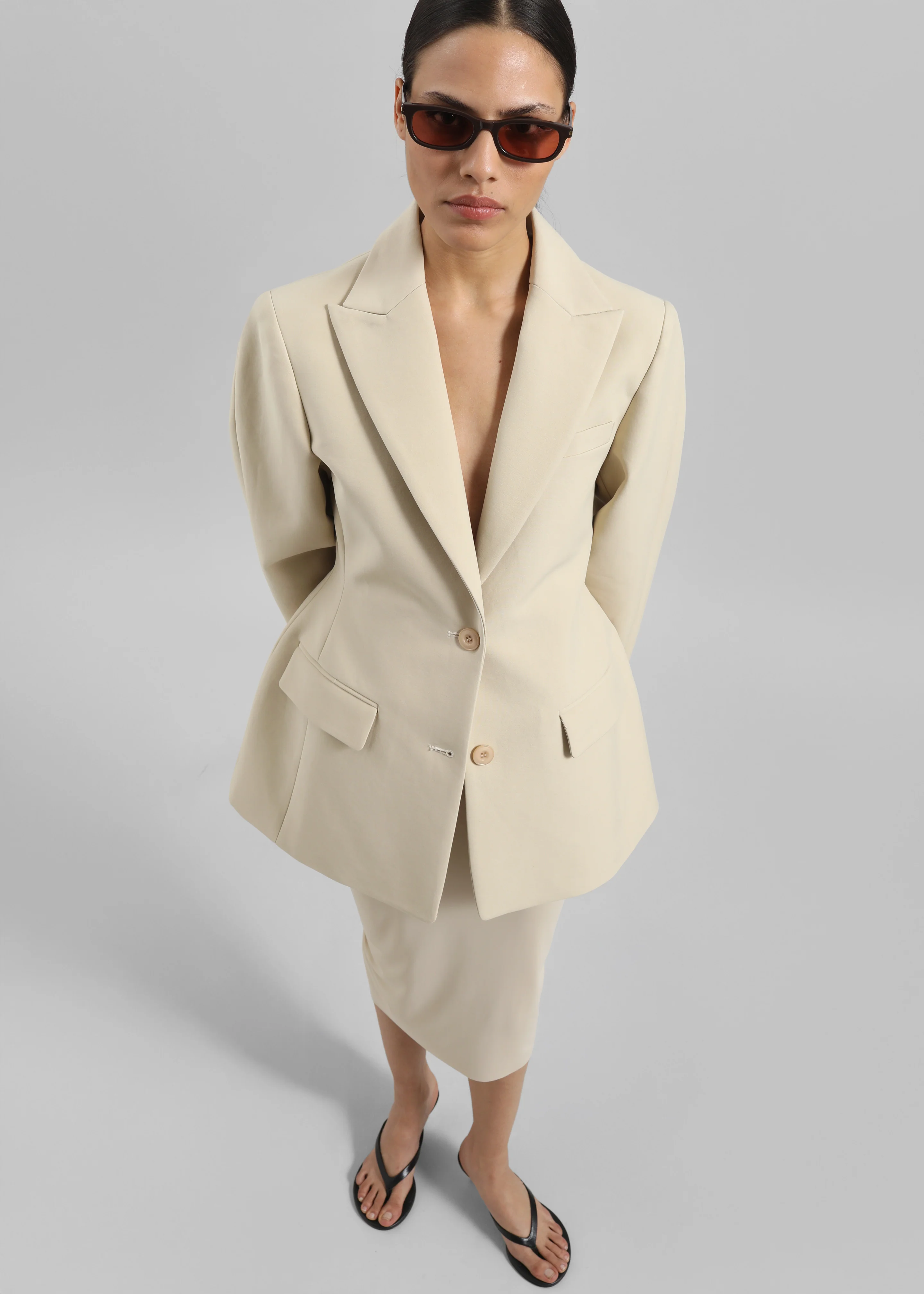 Colette Hourglass Blazer - Beige - Image 3