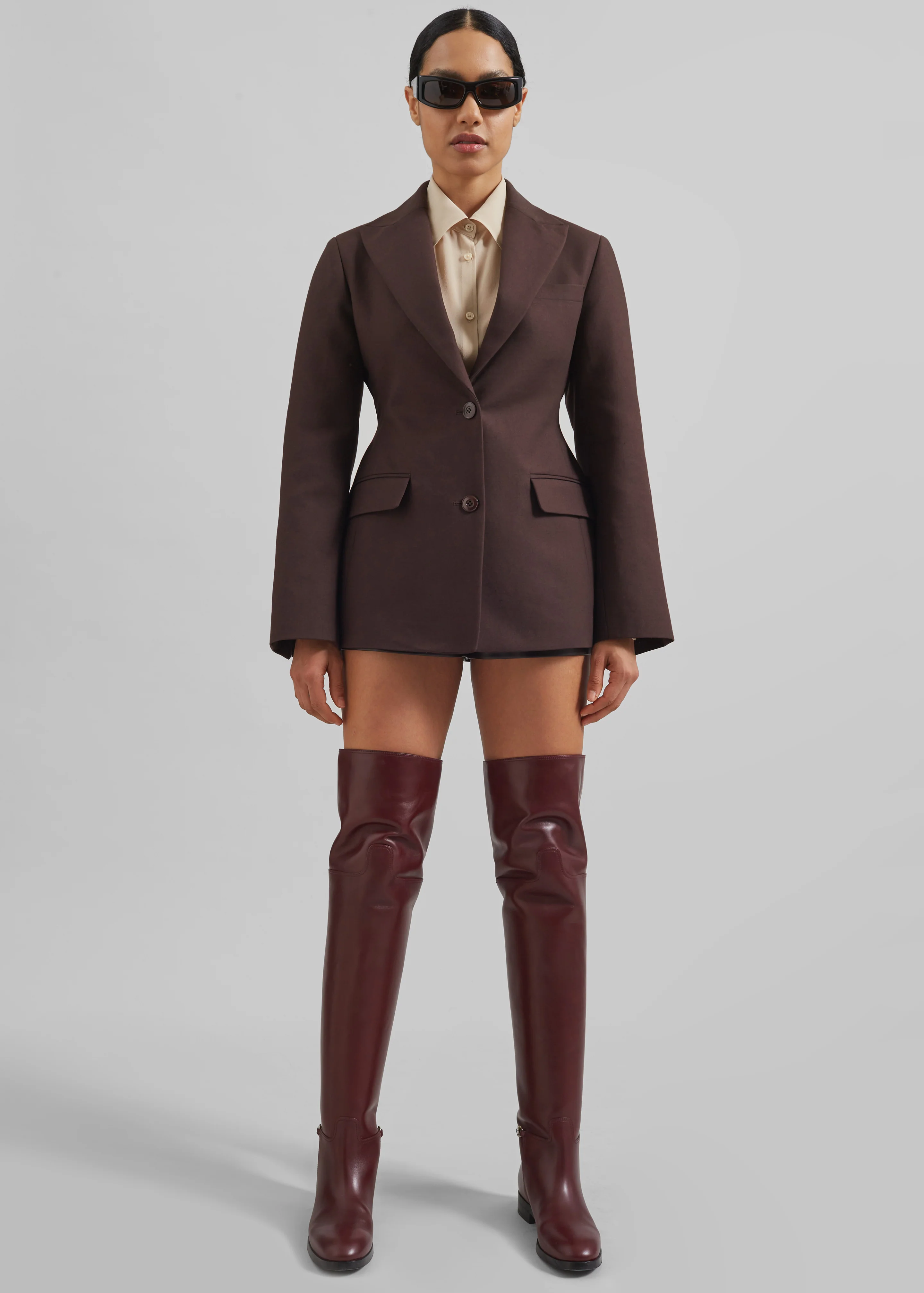 Colette Hourglass Blazer - Dark Brown - Image 3