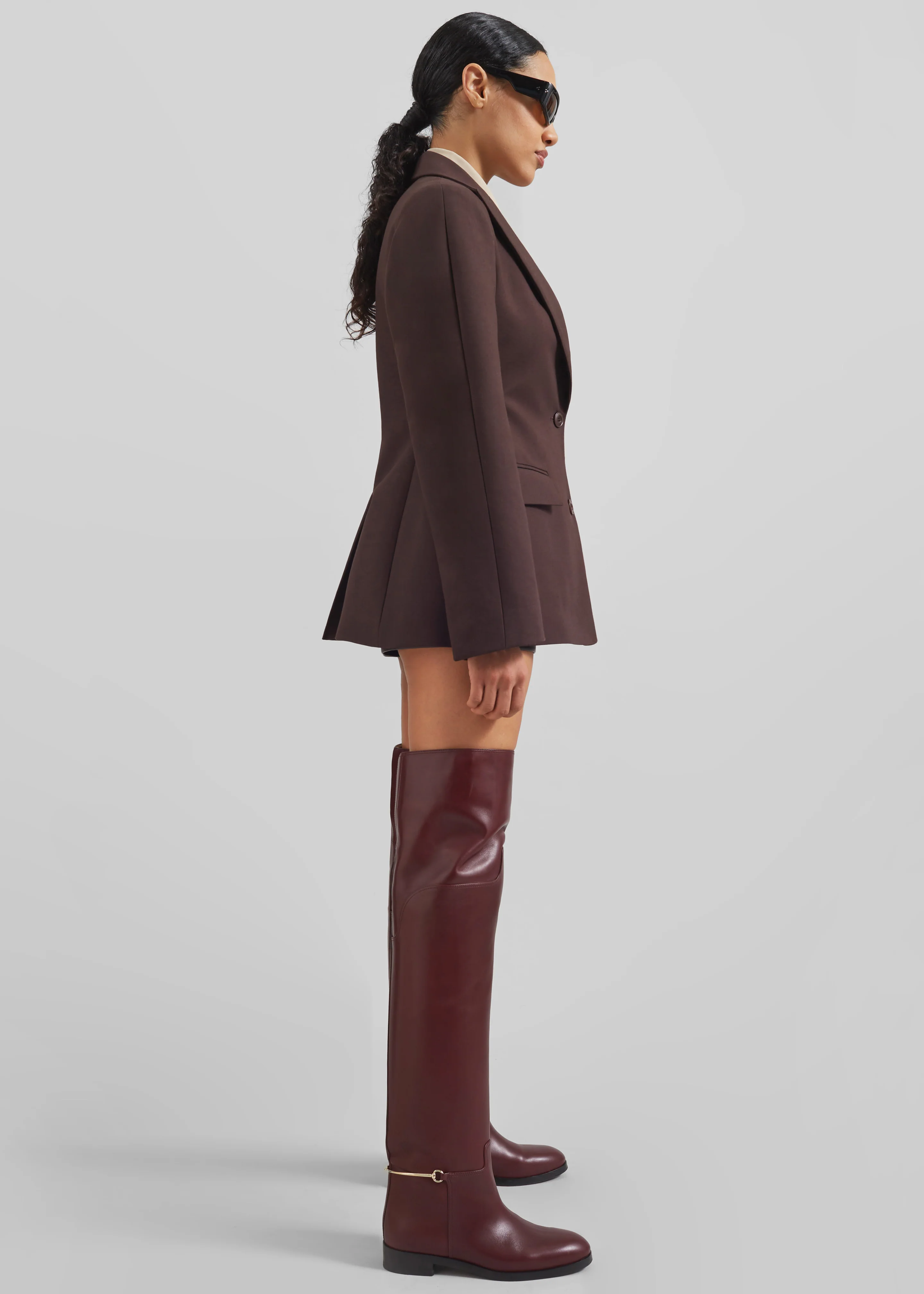 Colette Hourglass Blazer - Dark Brown - Image 4