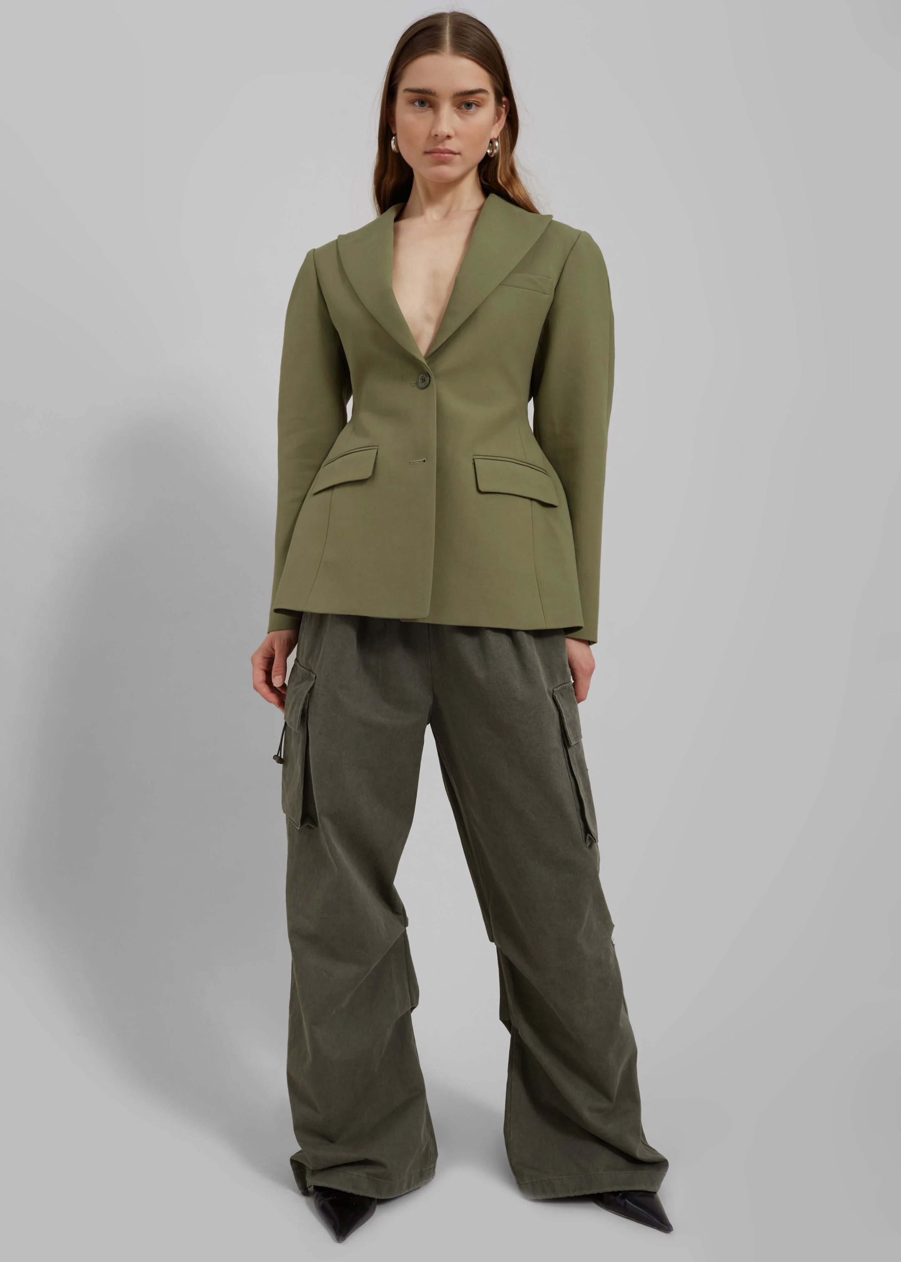 Colette Hourglass Blazer - Khaki - Image 5