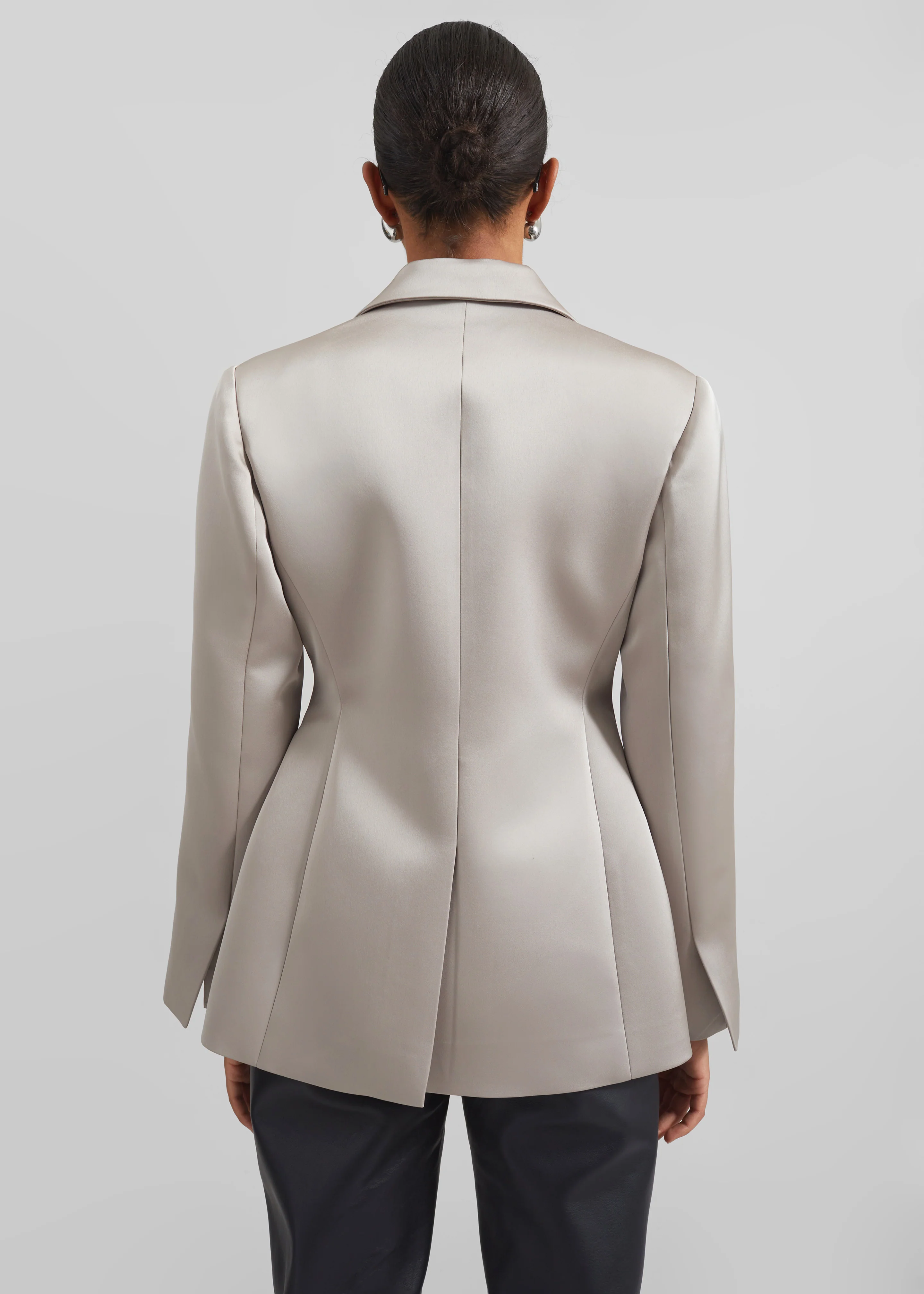 Colette Hourglass Satin Blazer - Light Taupe - Image 8