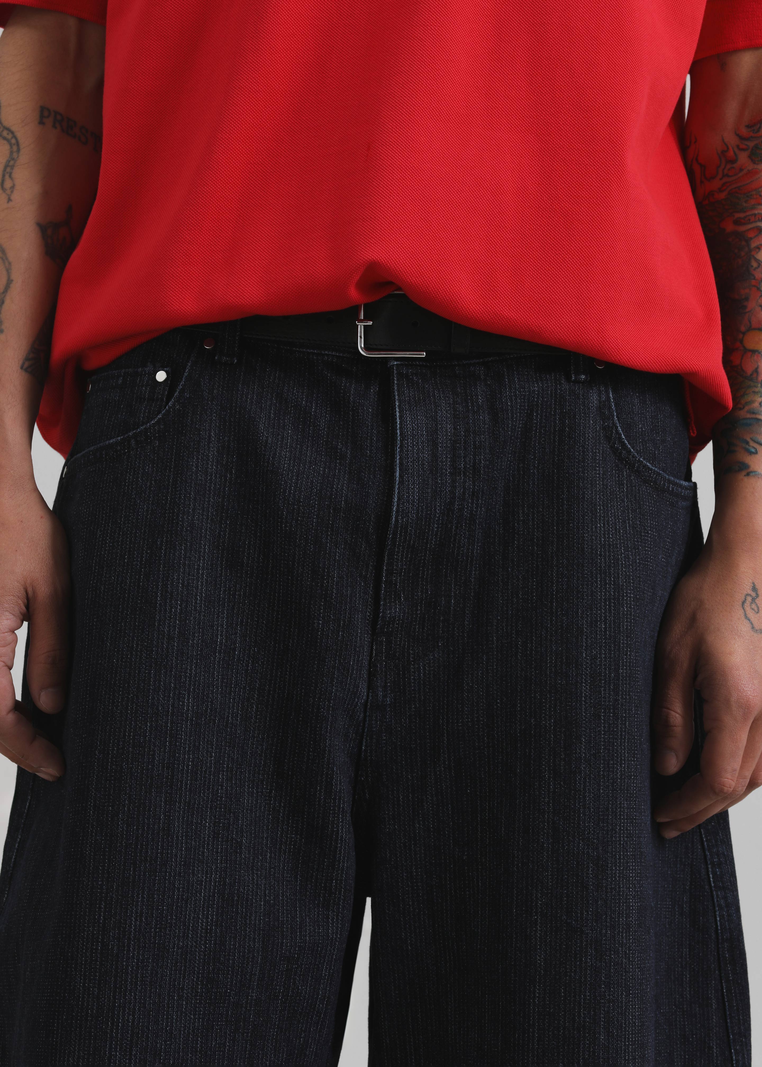 Colville Pinstripe Denim Bermuda Shorts - Dark Wash - Image 4