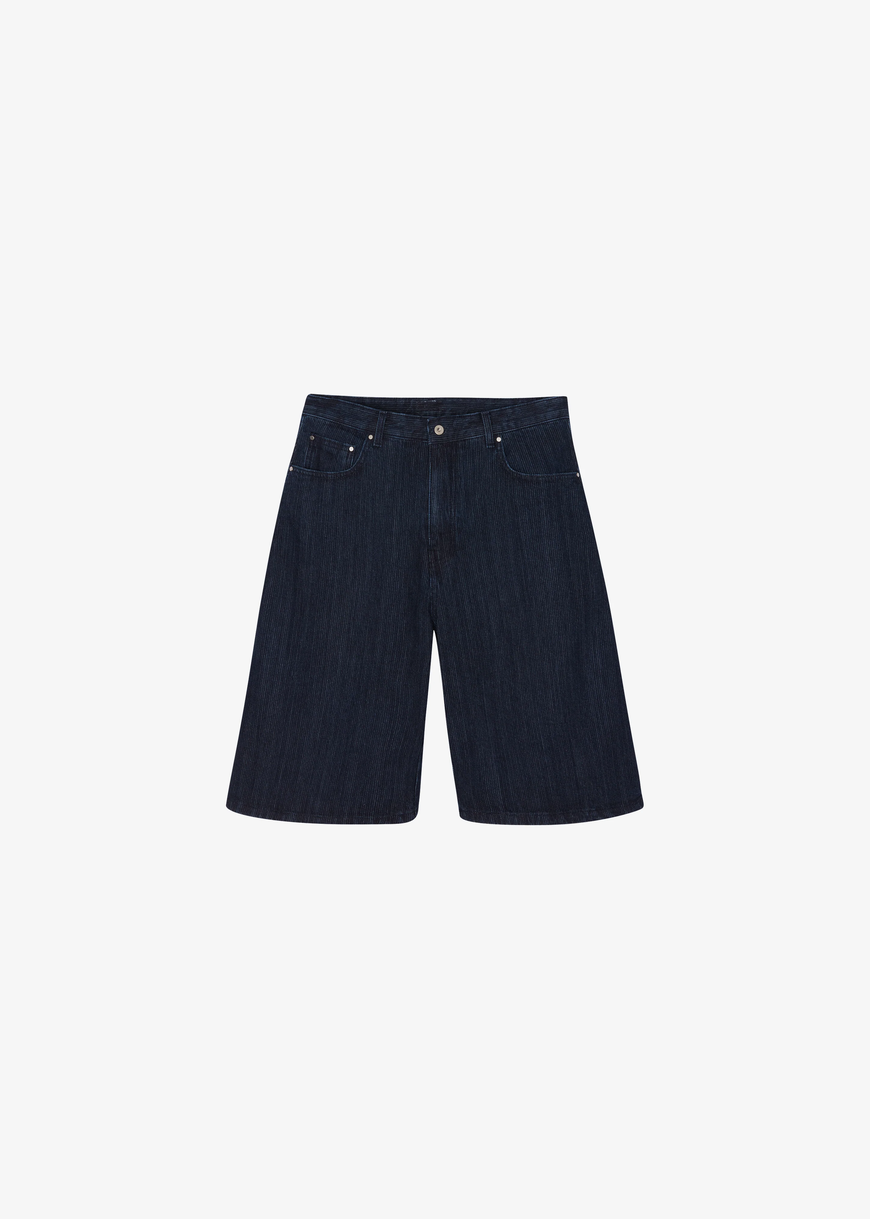 Colville Pinstripe Denim Bermuda Shorts - Dark Wash - Image 9