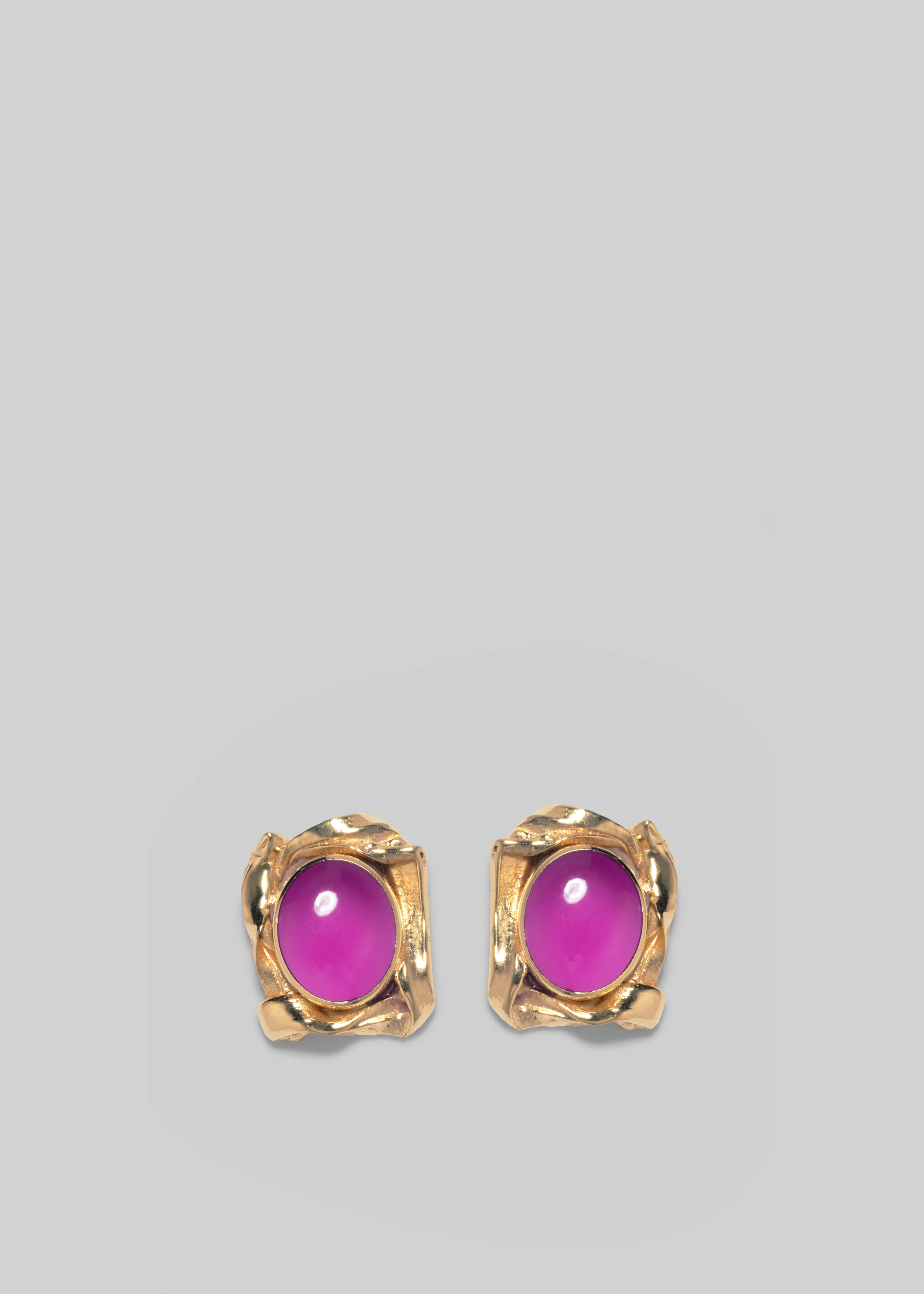 Completedworks Gold Pleated and Resin Earrings - Pink - Image 3