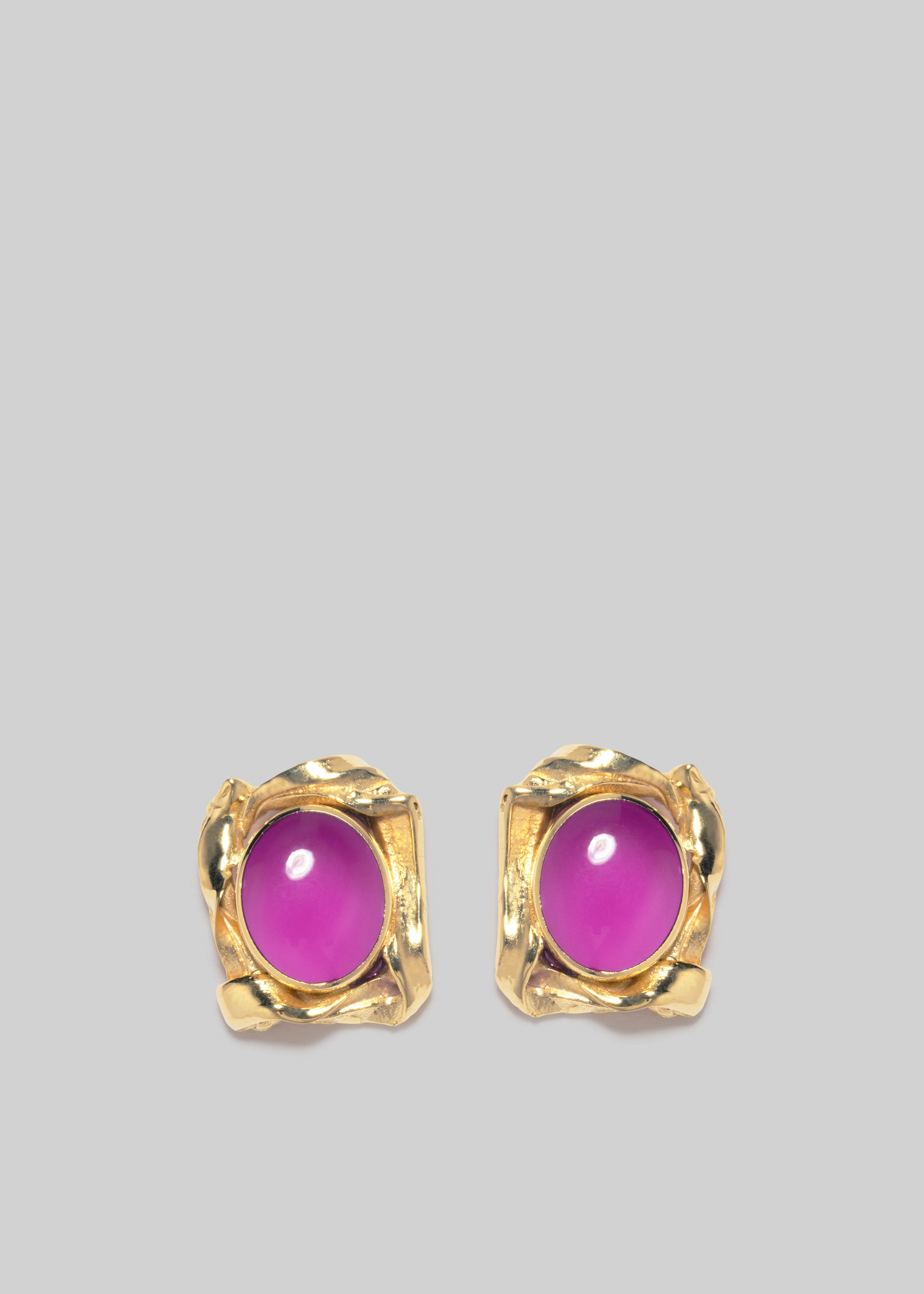 Completedworks Gold Pleated and Resin Earrings - Pink - Image 5