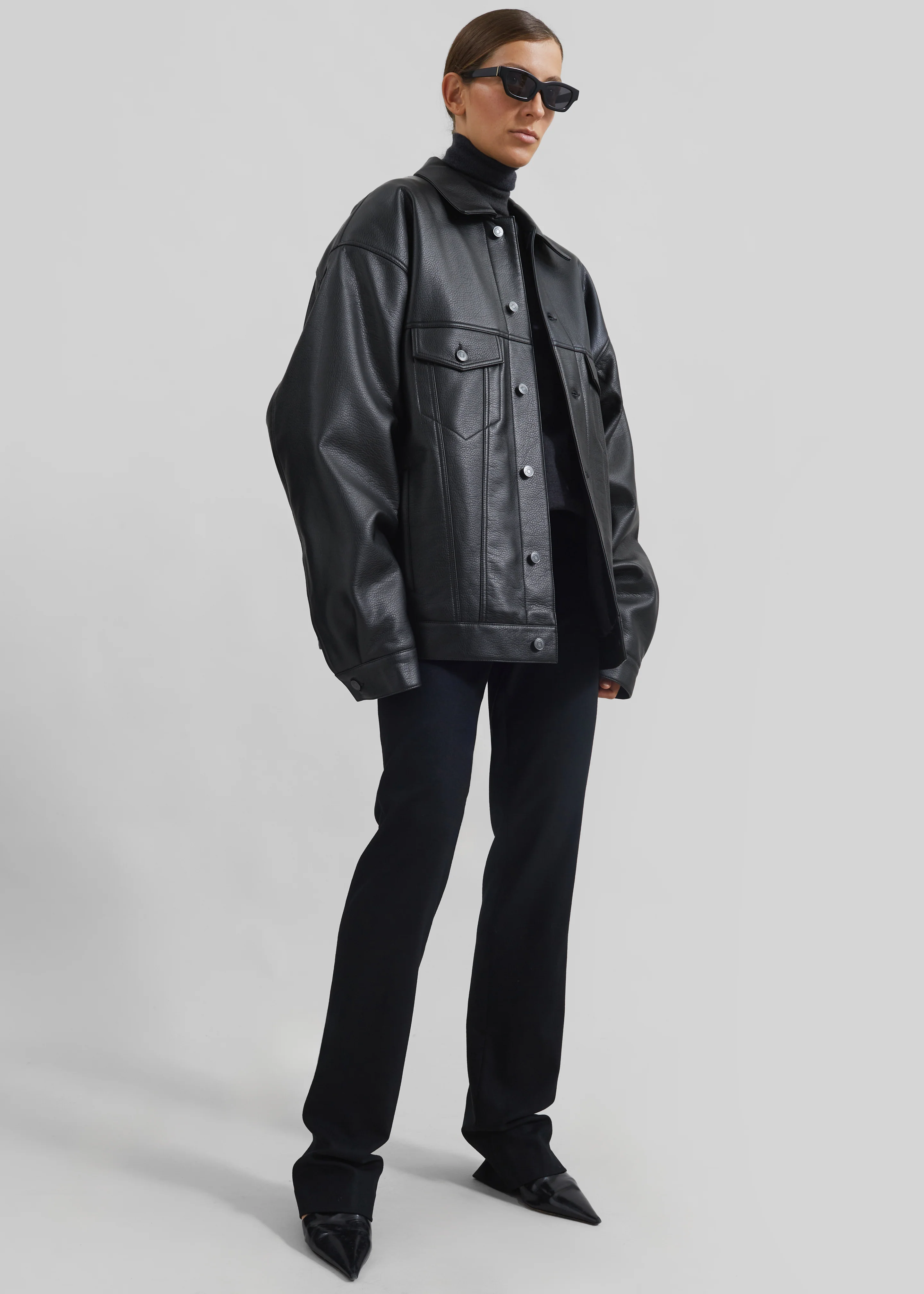Conan Faux Leather Jacket - Black - Image 4