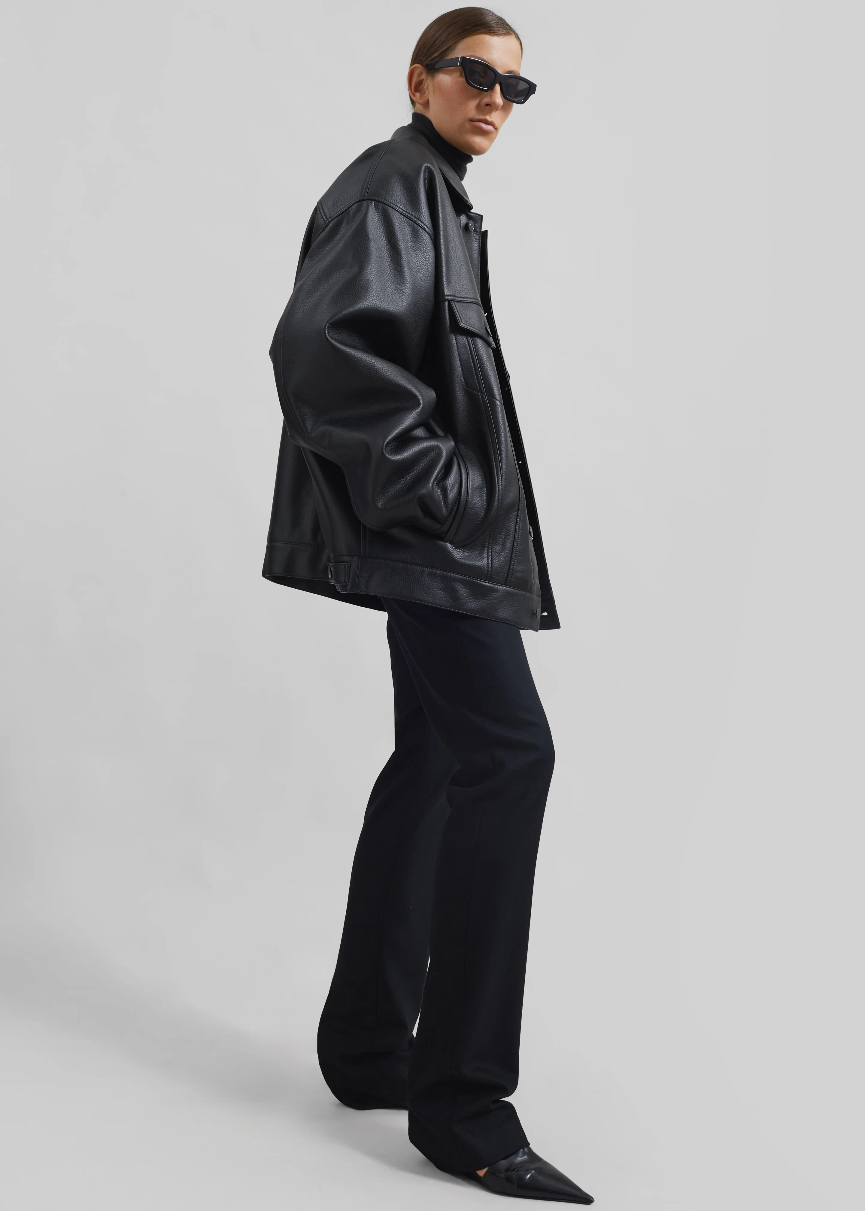 Conan Faux Leather Jacket - Black - Image 6