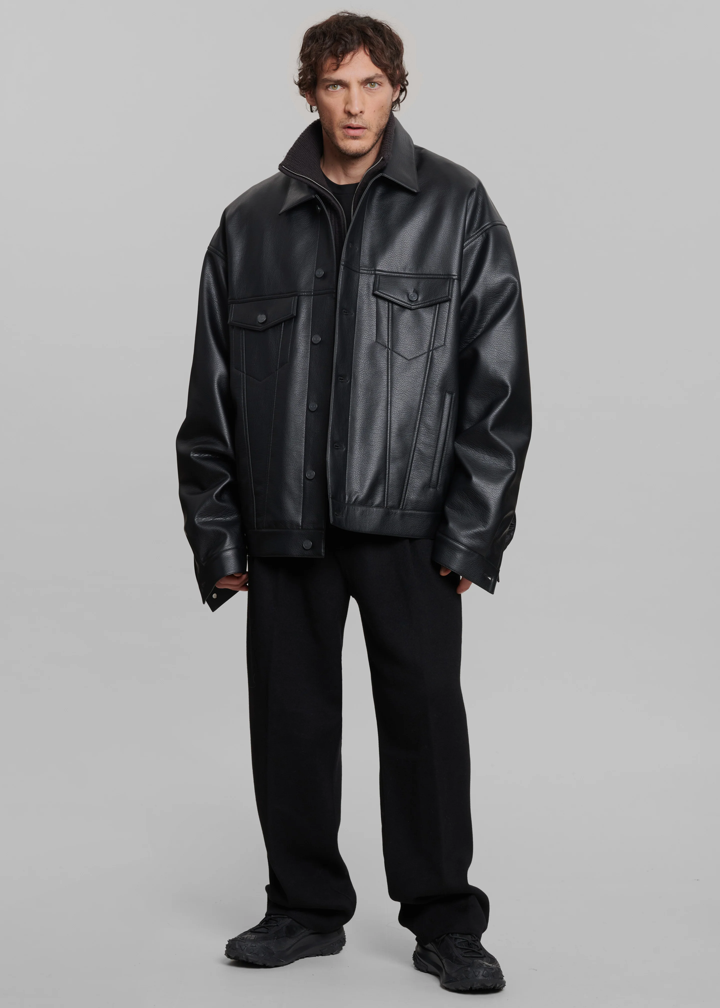 Conan Faux Leather Jacket - Black - Image 8