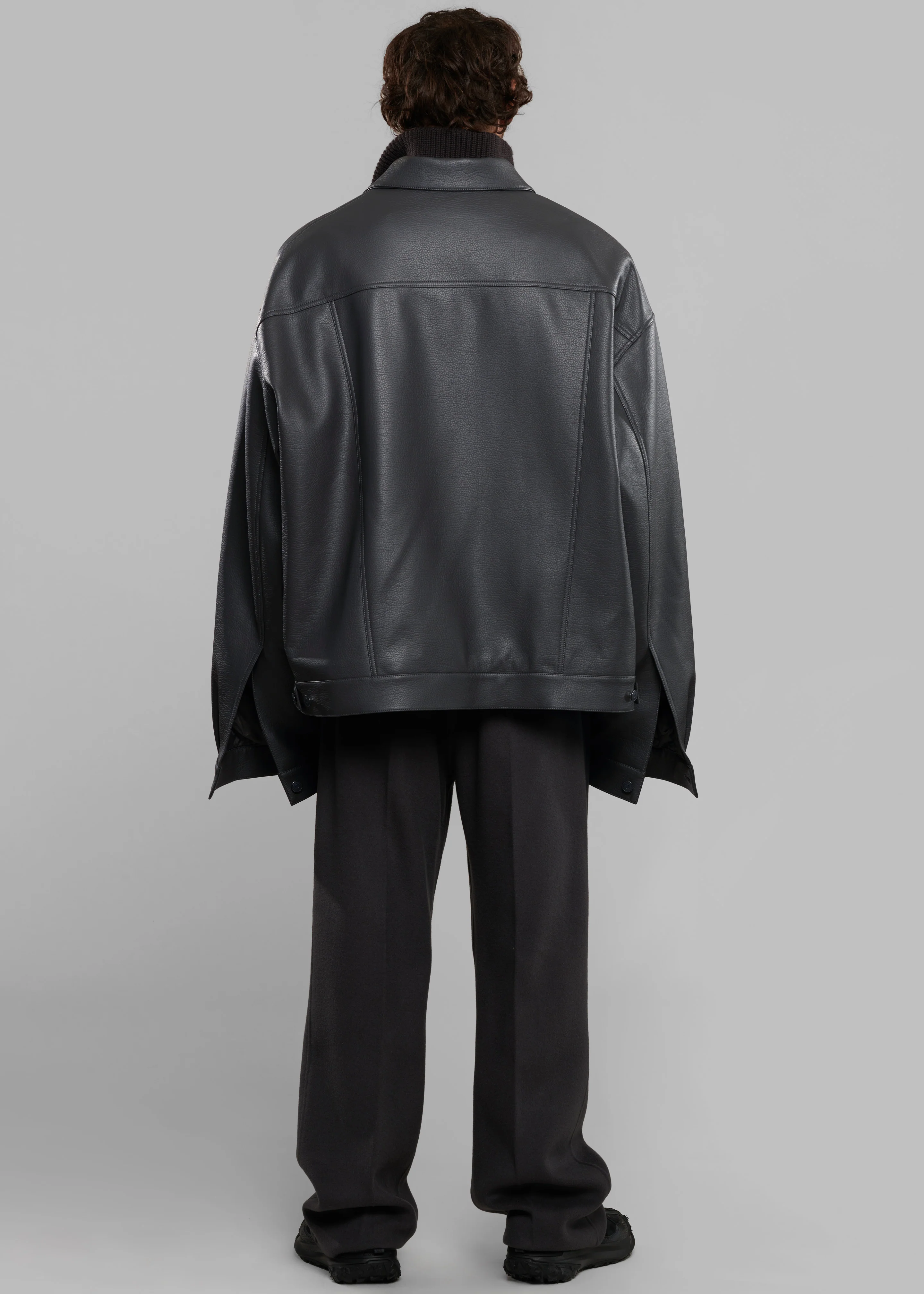 Conan Faux Leather Jacket - Dark Grey - Image 13