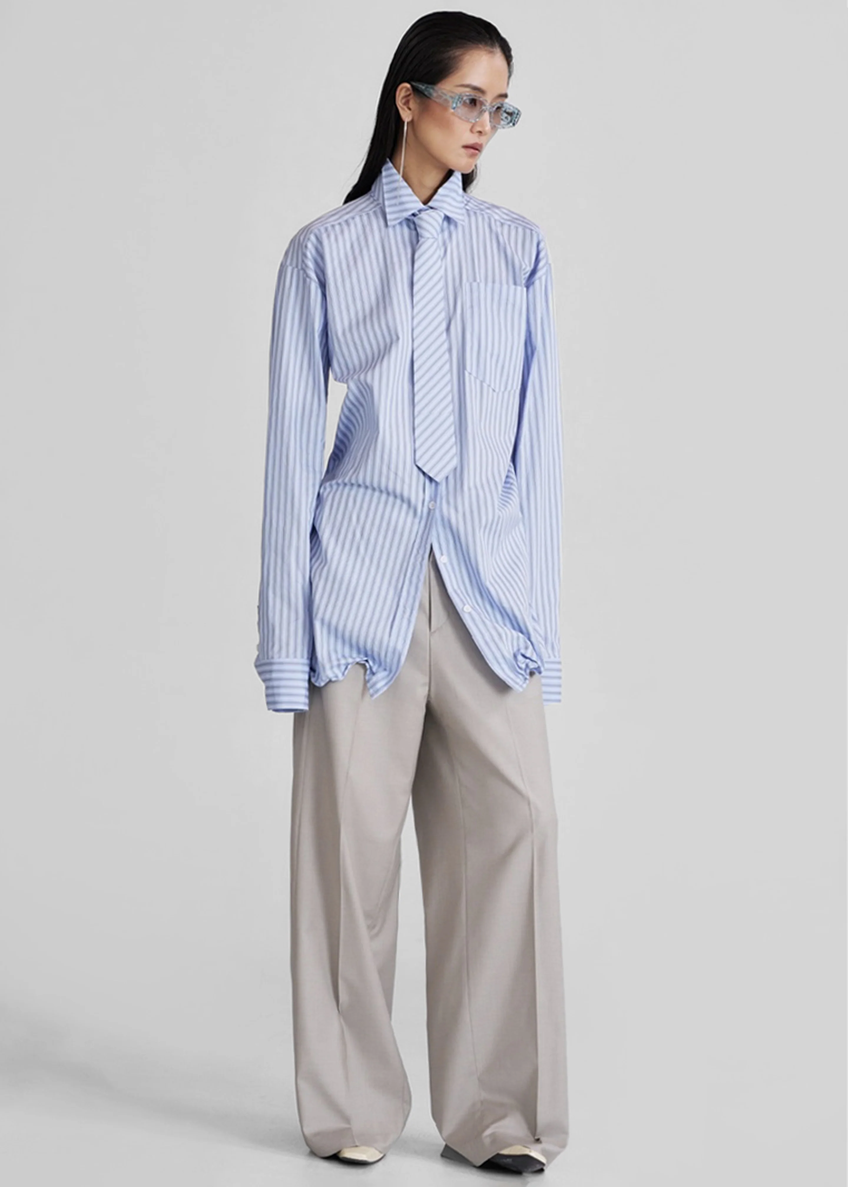 Connahy Tie Neck Shirt - Blue - Image 3