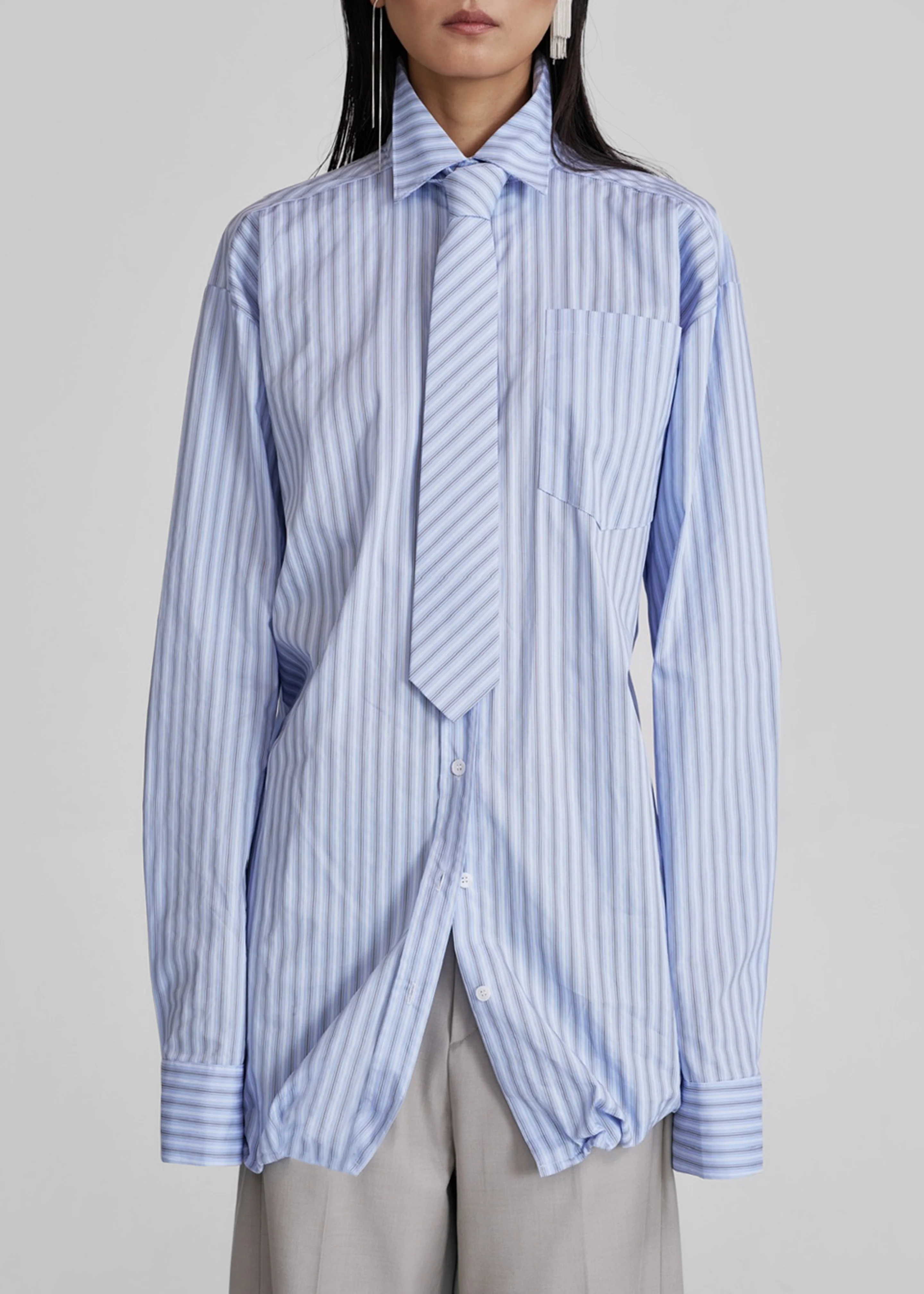 Connahy Tie Neck Shirt - Blue - Image 4
