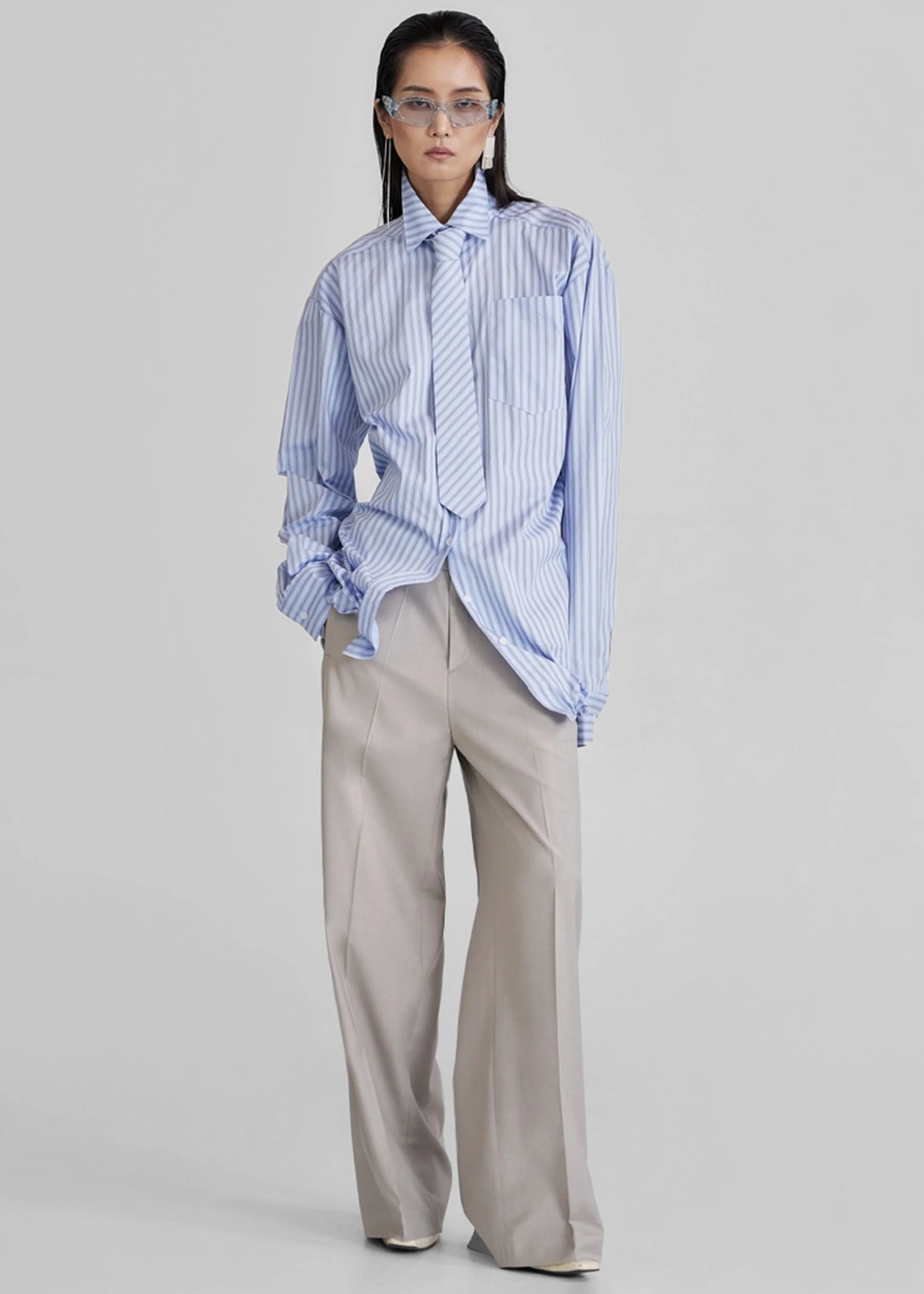 Connahy Tie Neck Shirt - Blue - Image 5