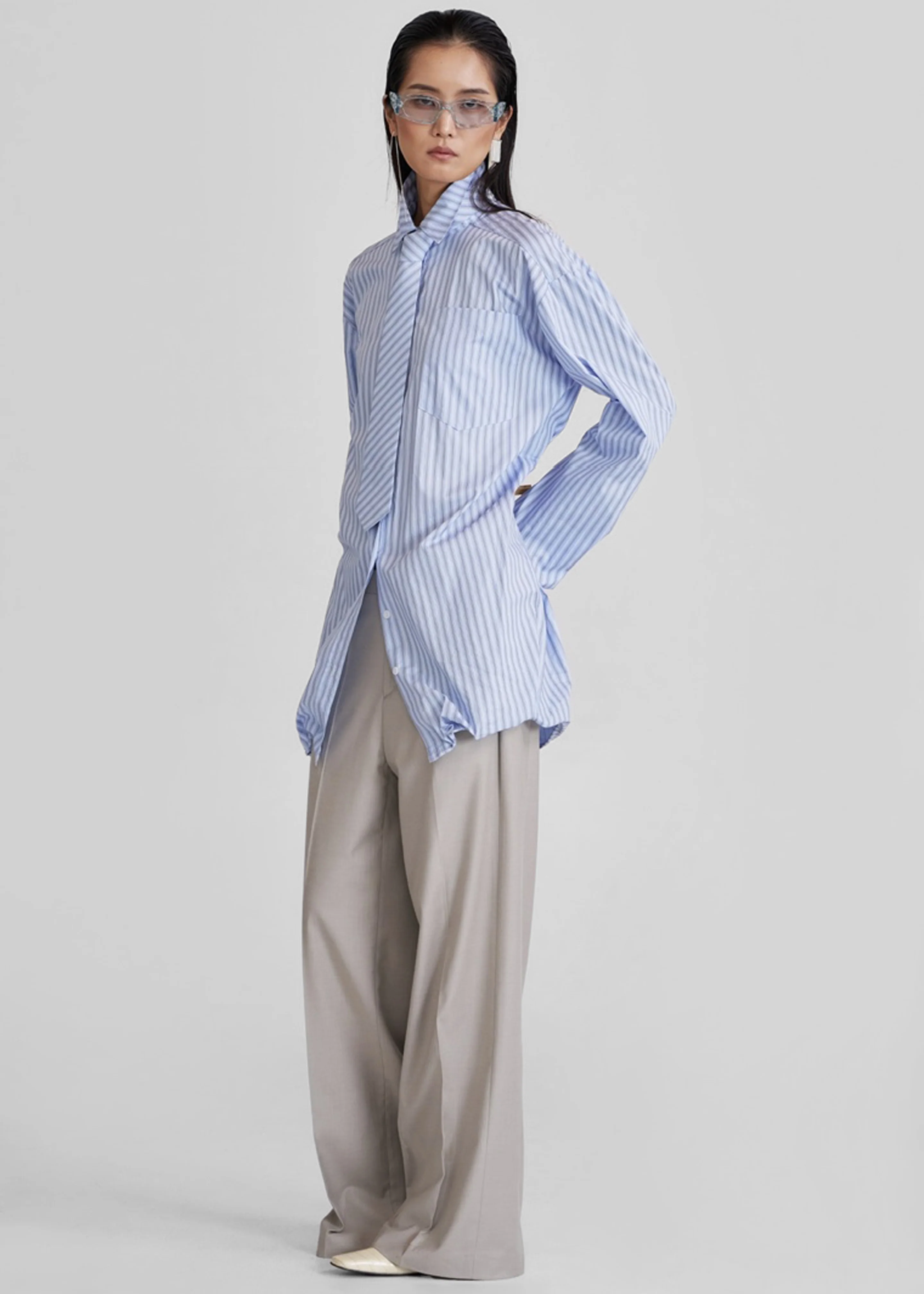 Connahy Tie Neck Shirt - Blue - Image 6