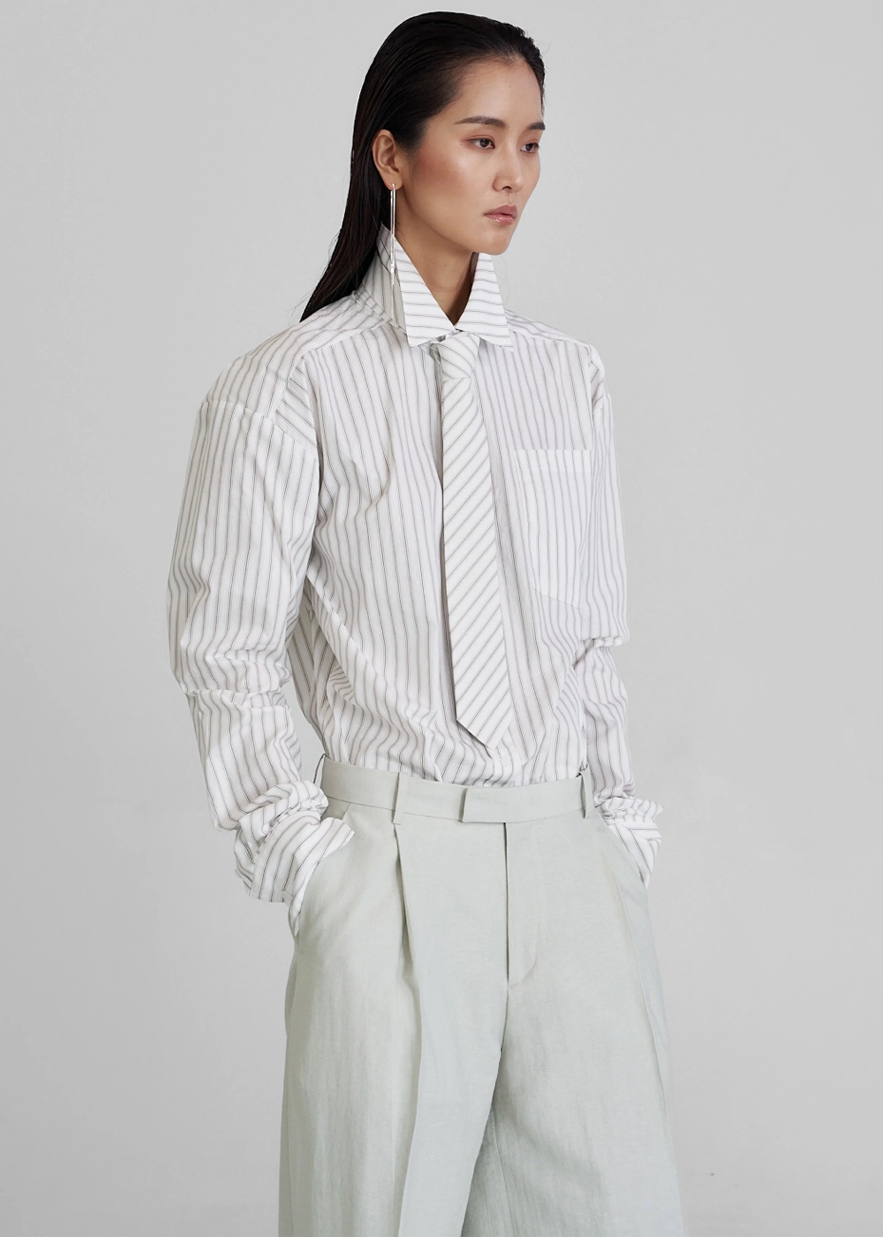 Connahy Tie Neck Shirt - White - Image 5