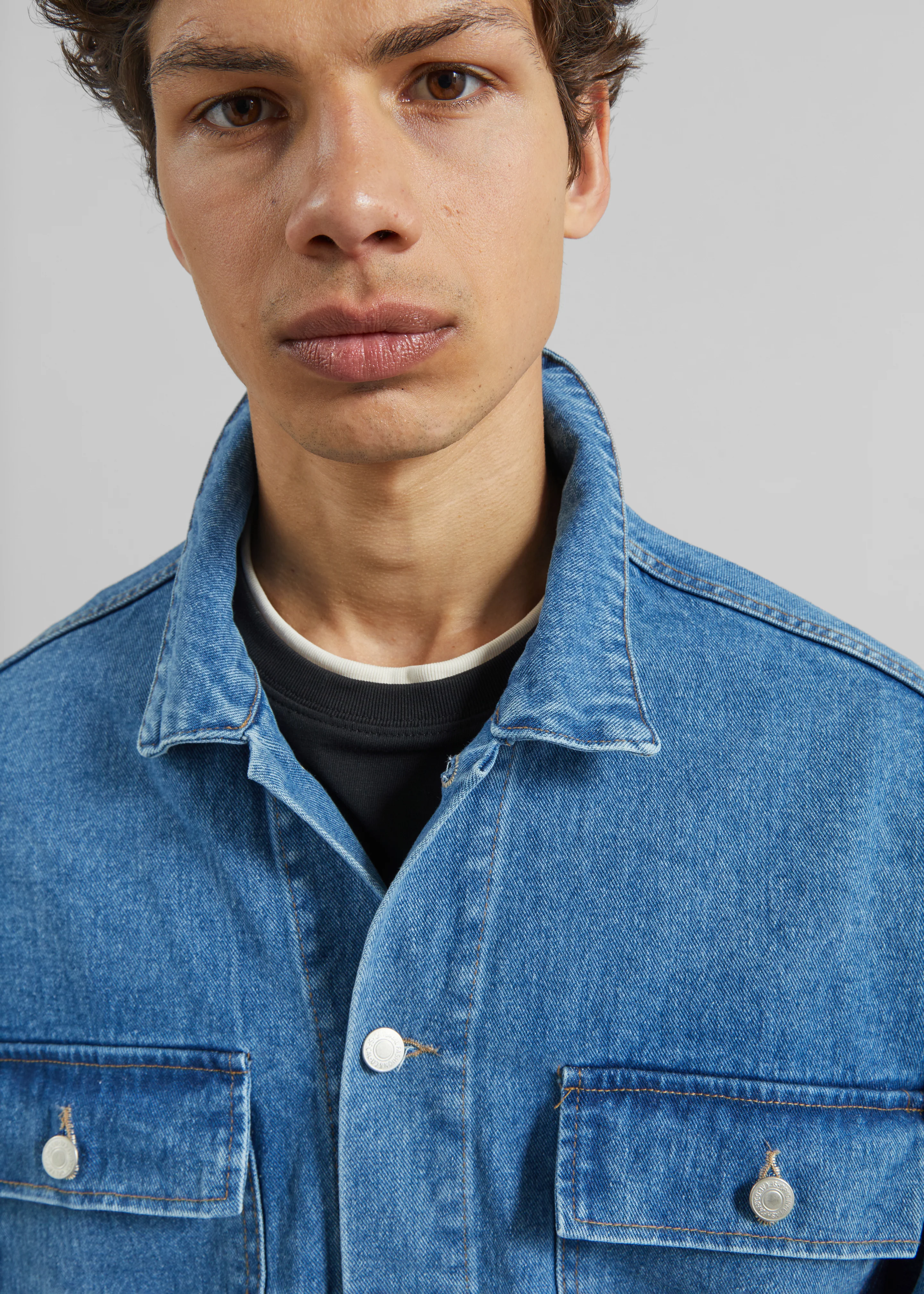 Connor Oversized Denim Jacket - Medium Wash - Image 3