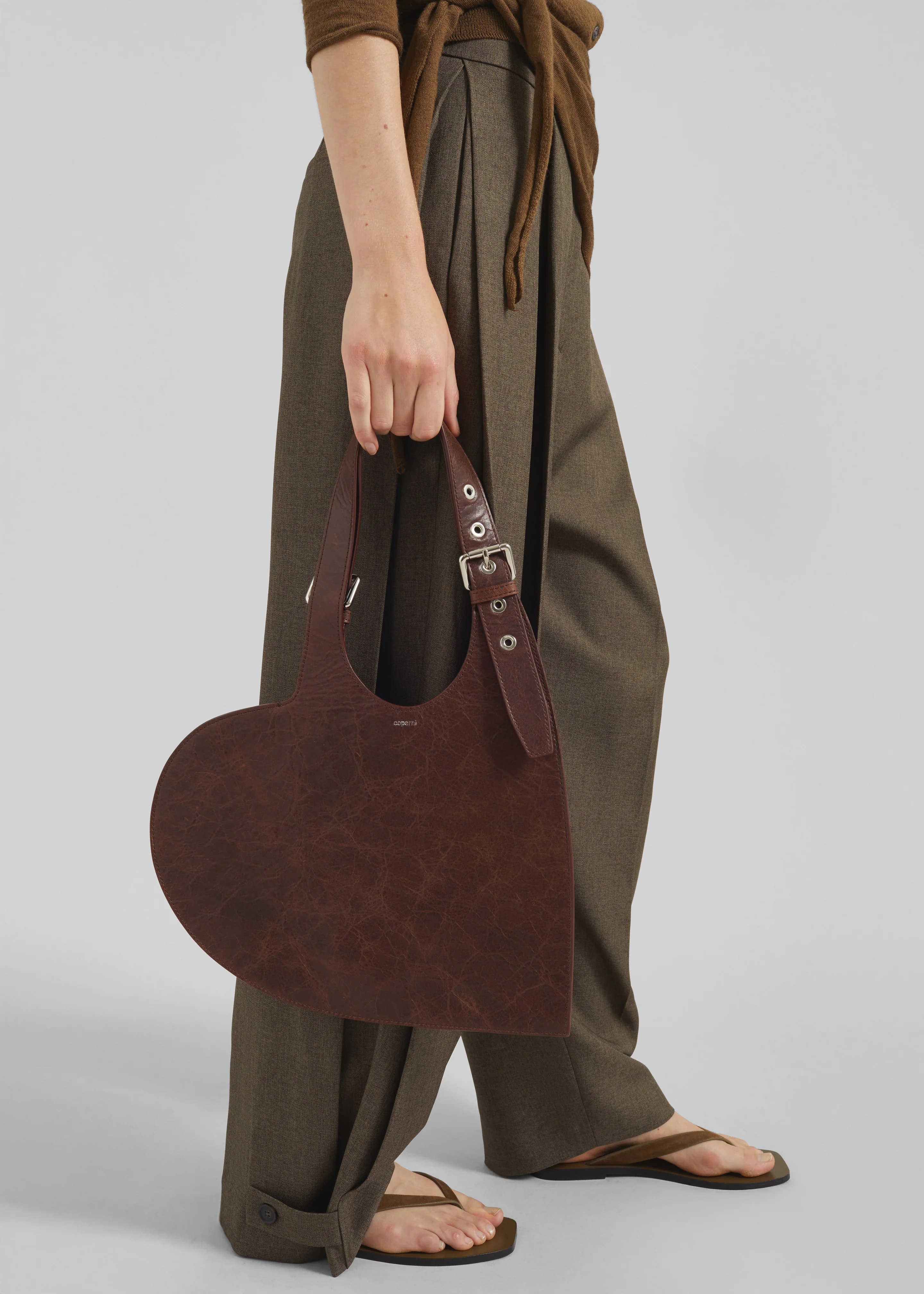 Coperni Belt Heart Tote Bag - Brown - Image 2