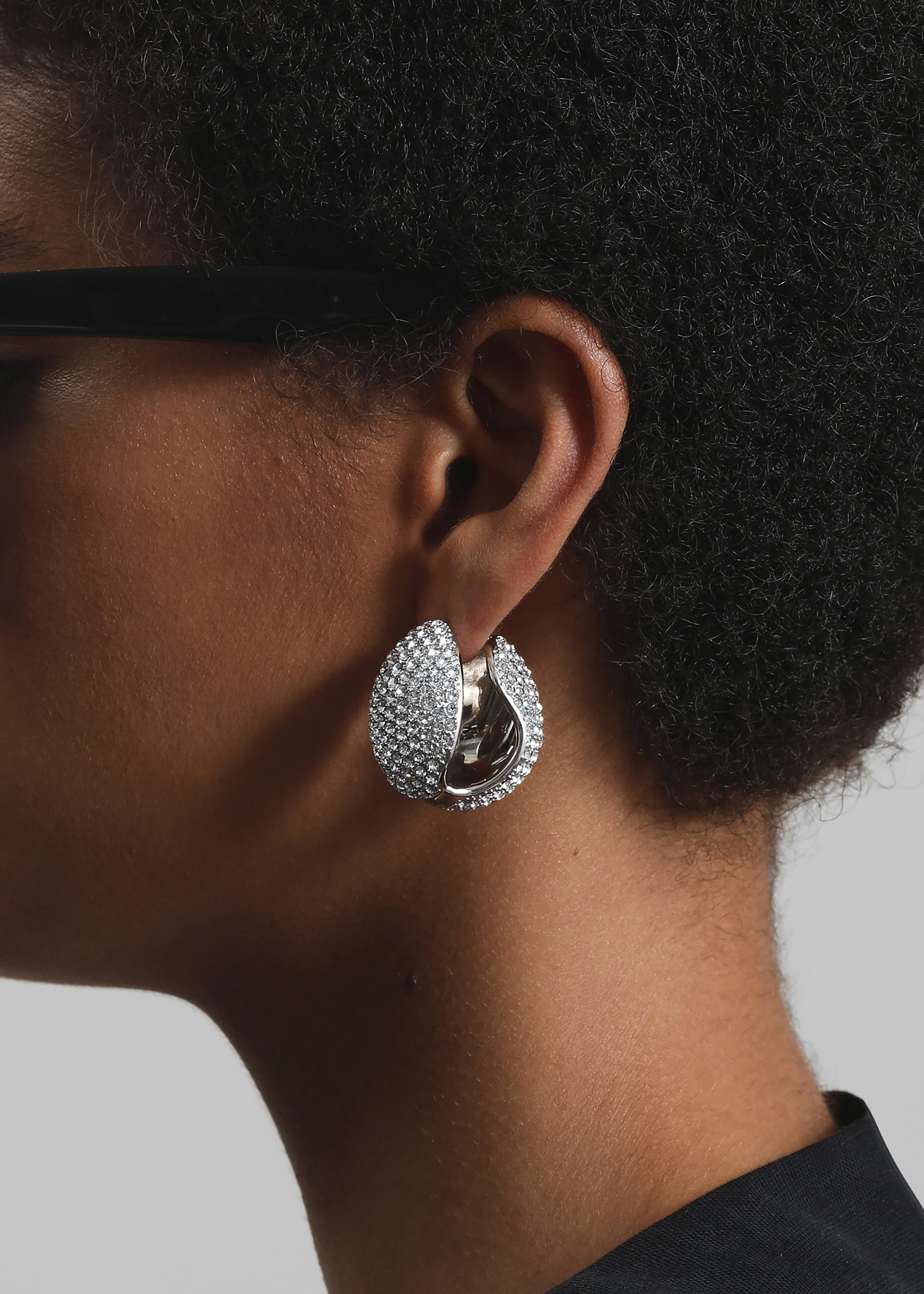 Coperni Crystal-Embellished Creole Logo Earrings - Silver - Image 3